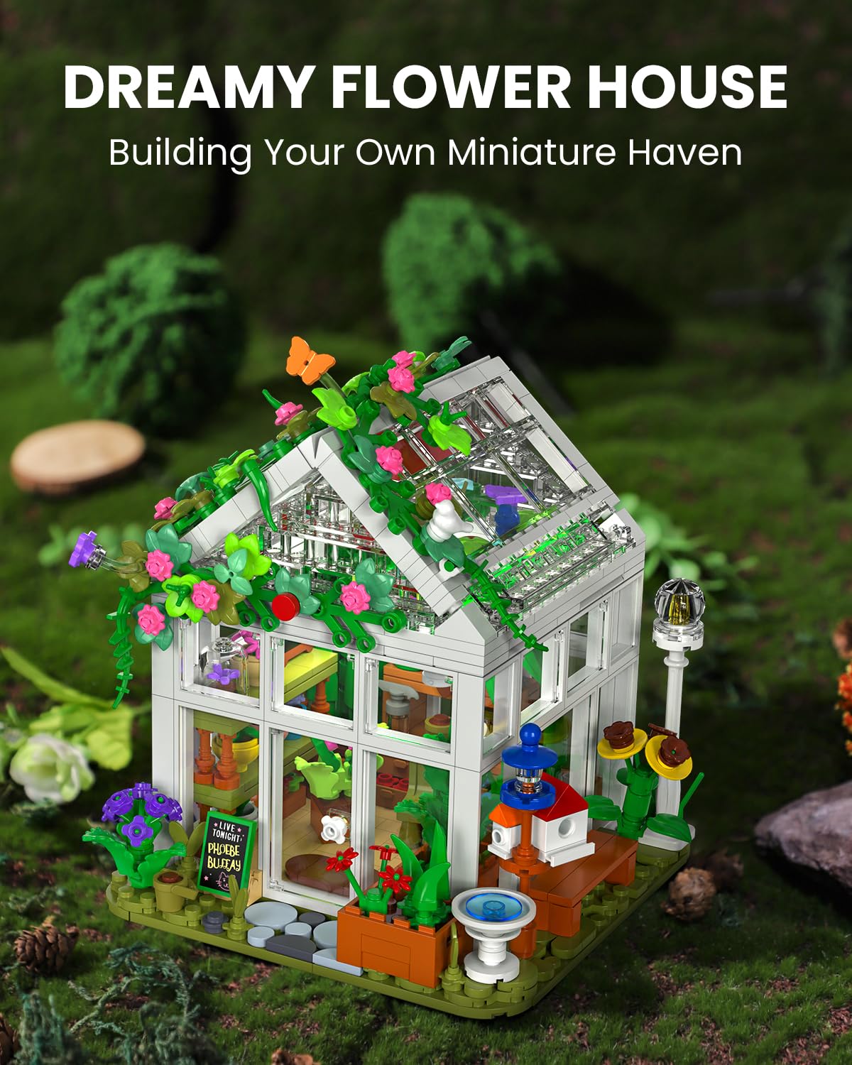 Flower House Set for Adults Building Sets with Led Light, for Home Display Decoration, Gifts for Adults & Teens Ages 10+ (779 Pieces)
