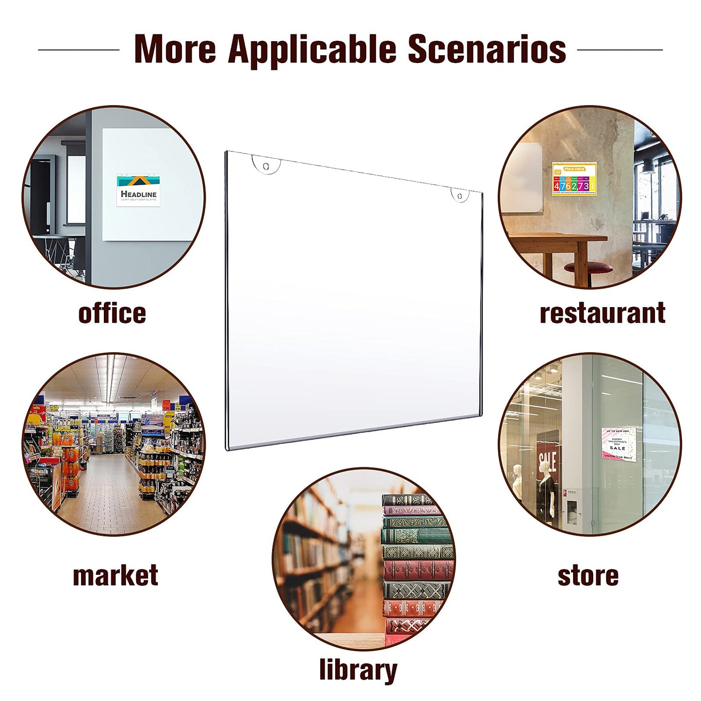 16 Pieces Acrylic Sign Holder 8.5 X 11 Wall Mount Sign Holder Clear Plastic Picture Frames with with Adhesive Tape, Plastic Expansion Tube and Mounting Screws for Home, Office, Store