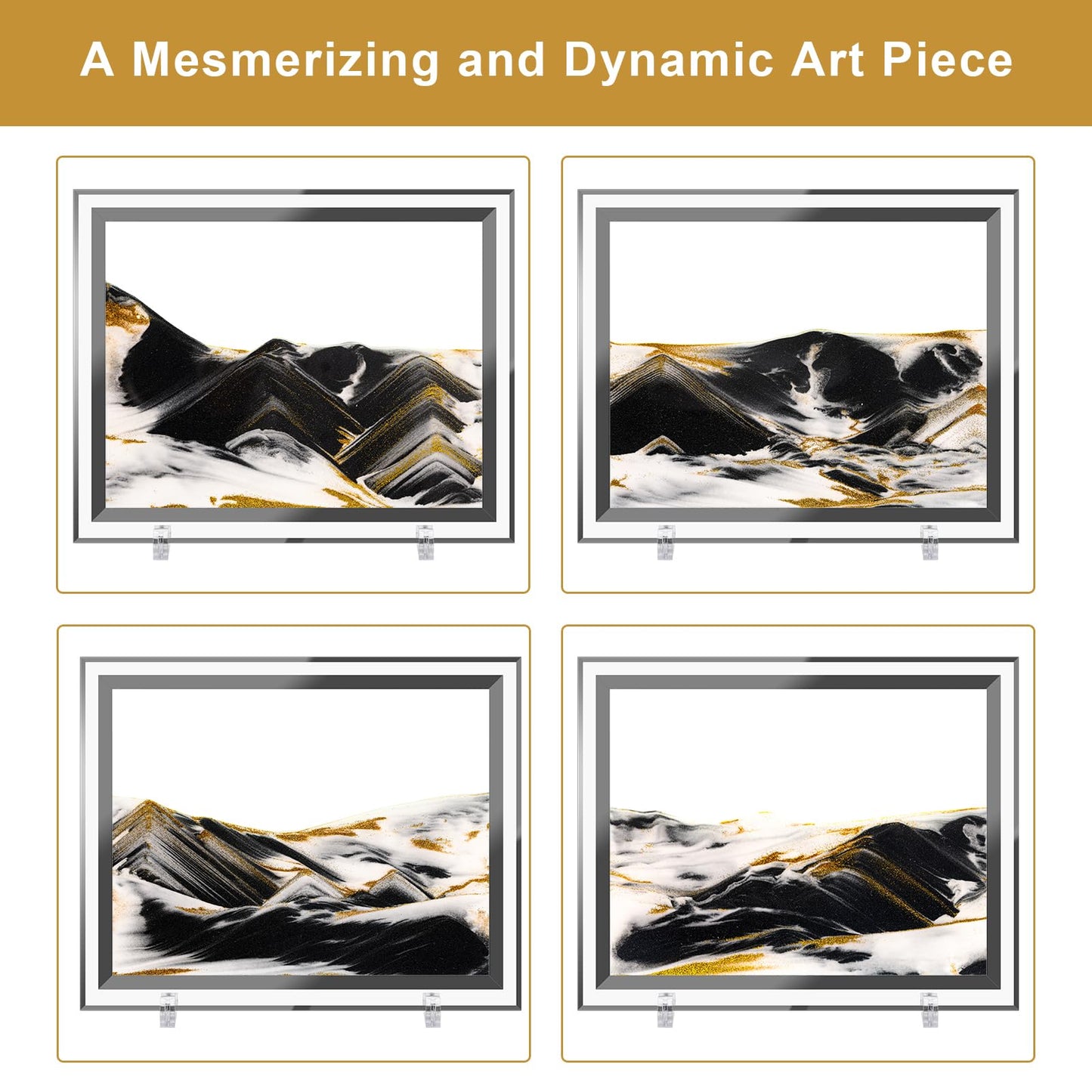 Coitak Moving Sand Art Picture, Dynamic Sand Picture, Golden Desktop Sand Art for Home Decor and Office