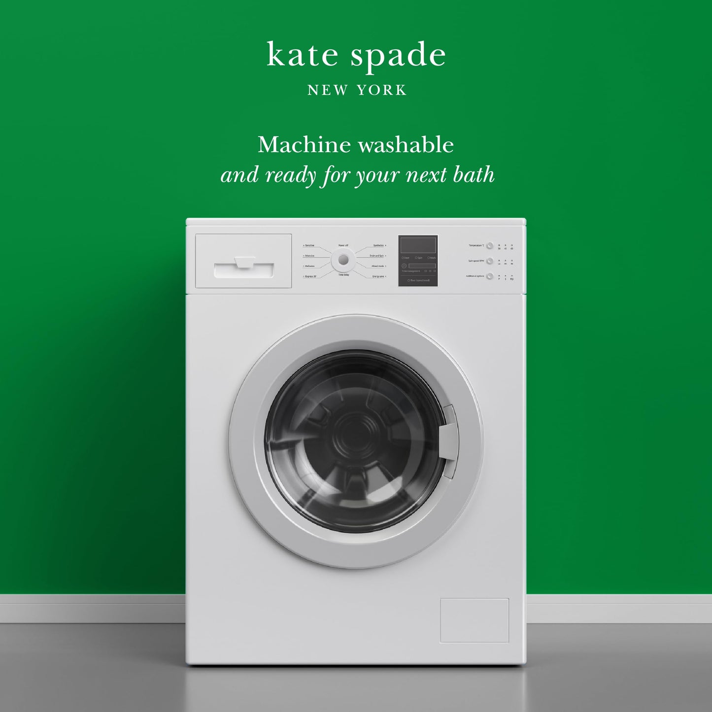 kate spade new york Five More Minutes Color Block Shower Curtain, 72 in x 72 in, Made from 100% Cotton, Machine Washable, Blue and Green Shower Curtain