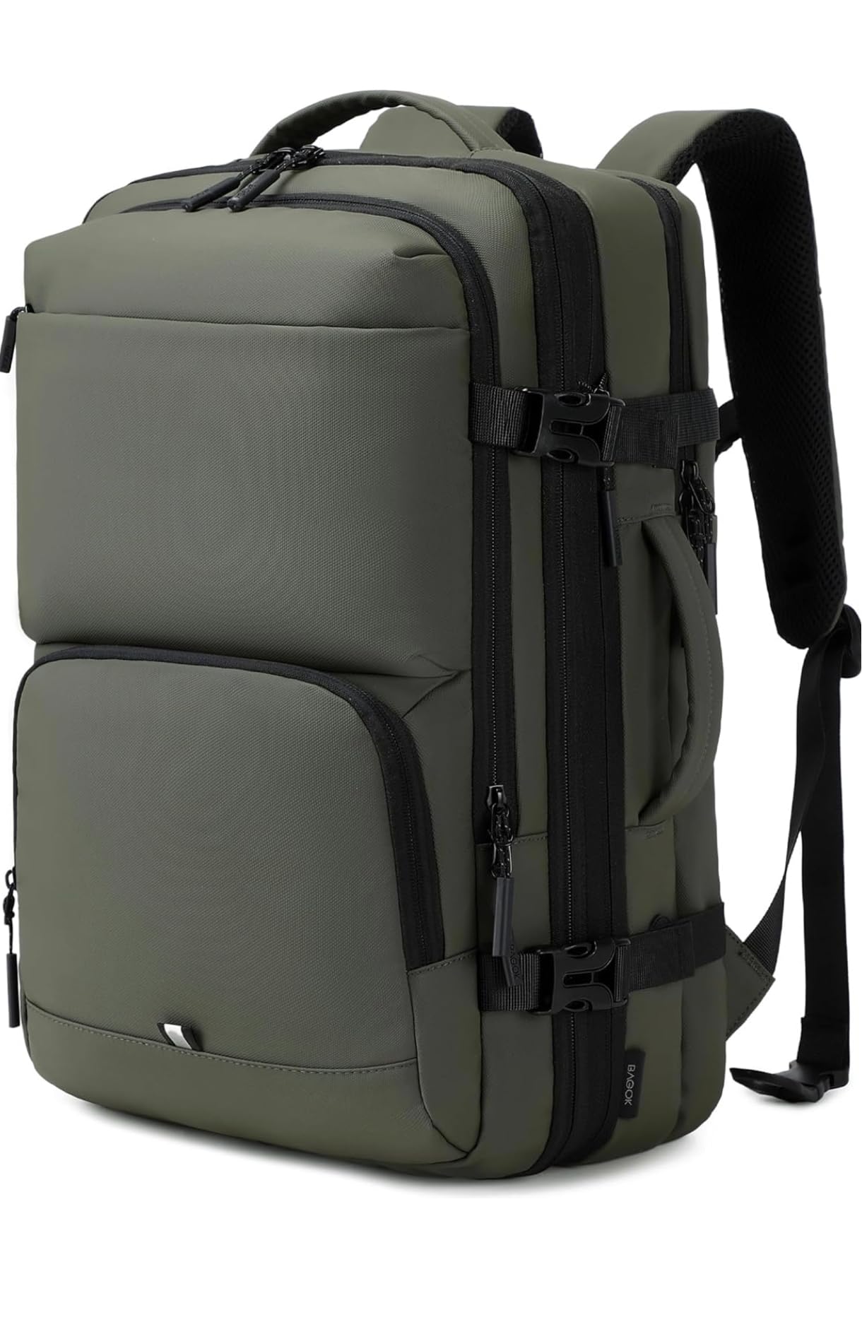 BAGOK Carry On Travel Backpack, 35L-40L Expandable Extra Large Airline Approved,Lightweight Daypack for Men and Women（Green）