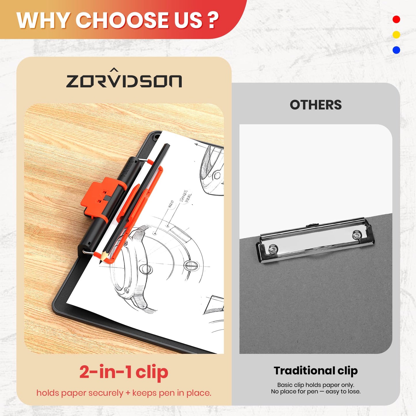 A4 Clipboard with Pen Holder,AlumFrame 2in1 HD Antislip Office/School 4P