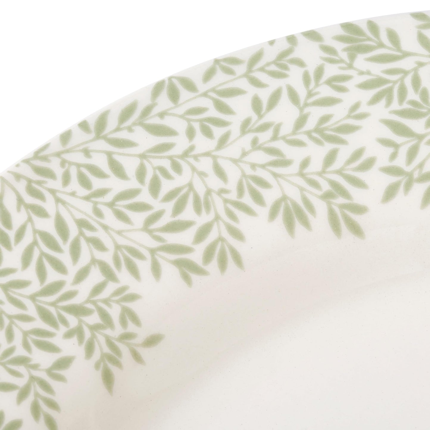 Spode Morris & Co Standen 11-Inch Dinner Plates, Set of 4 - Earthenware Dinnerware with Green Leaf Border Design, Microwave, Dishwasher, Freezer Safe - Elegant Tableware, Made in England
