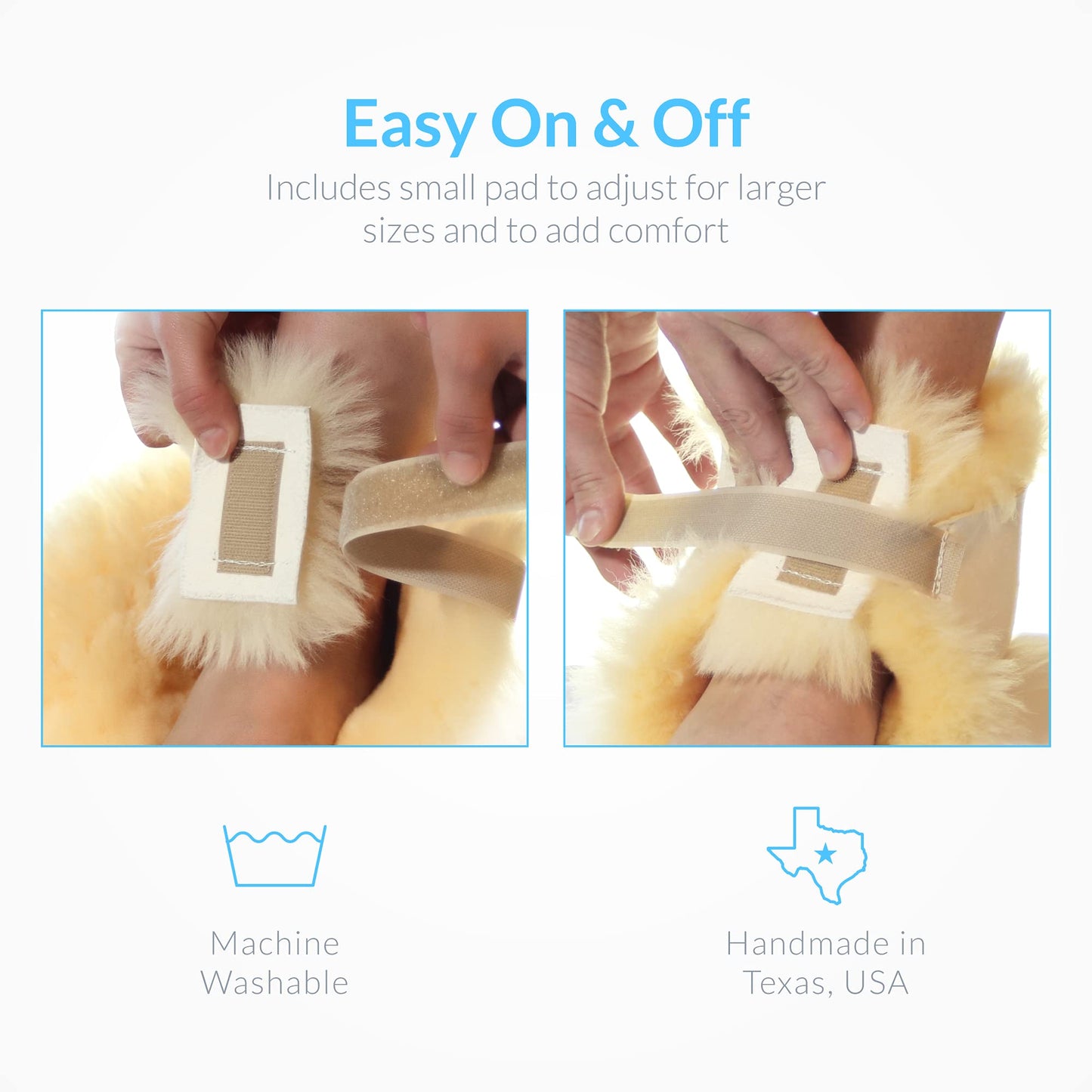 Sheepskin Ranch 100% Medical Sheepskin Heel Cushion Bootie - Soft Lambswool Heel Protectors for Pressure Sores, Bed Sores, Ulcer Sore Prevention & Comfort (Pair)