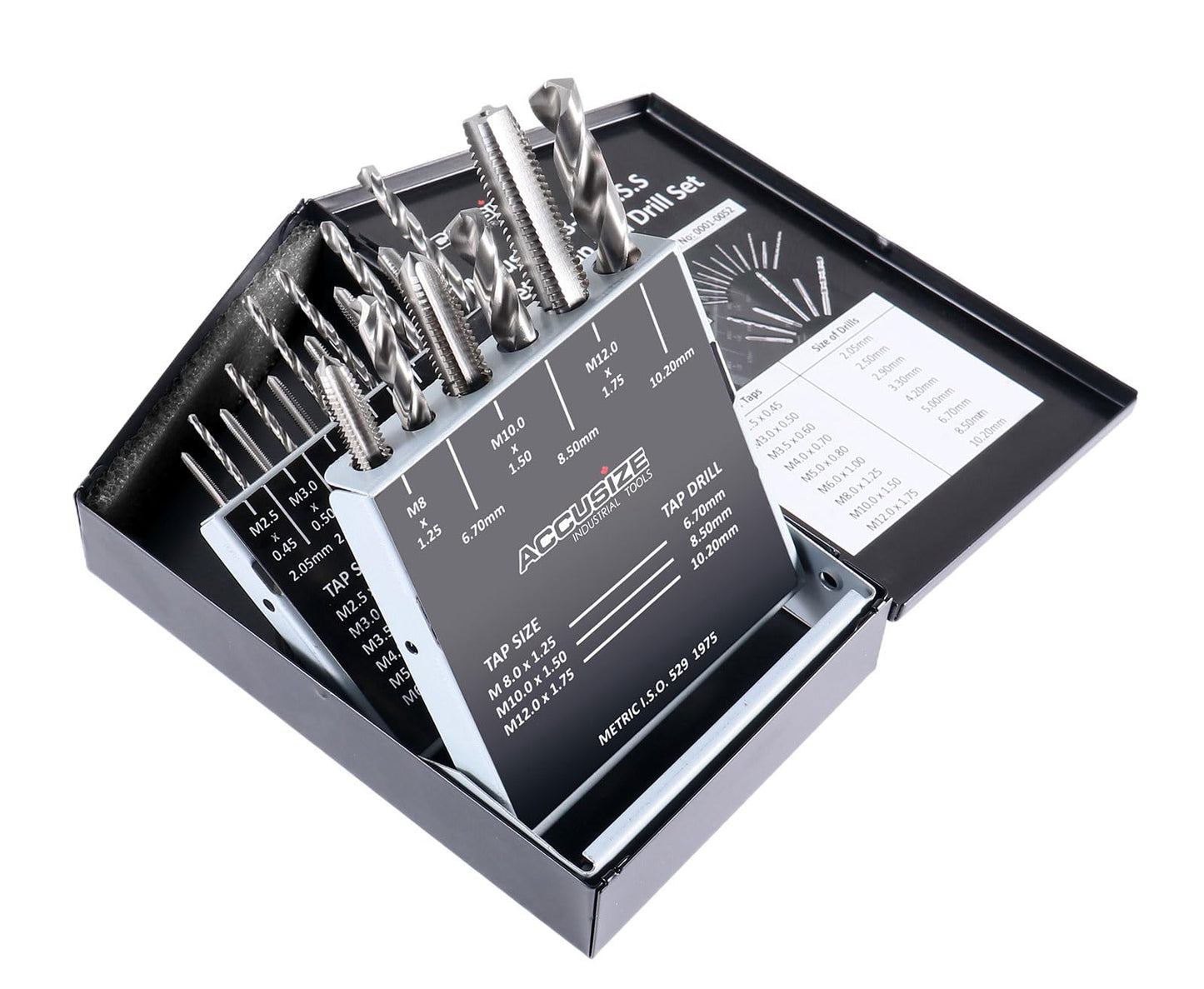 Accusize Industrial Tools Metric 18 Pc H.S.S. Tap and Drill Set, 0001-0052