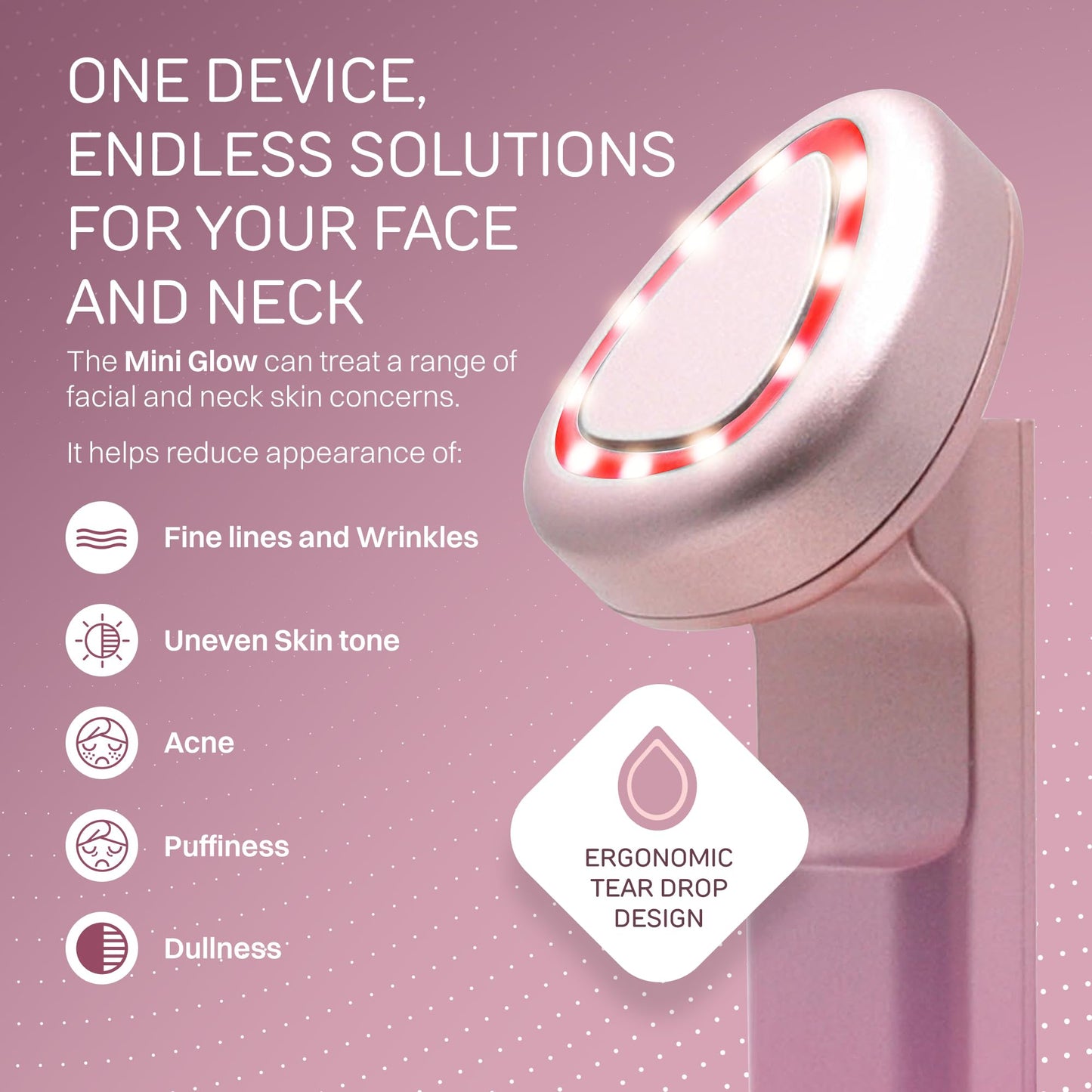 Lumina NRG Mini Glow PRO 5-in-1 LED Face Wand – Skin Lifting, Tightening & Firming Device, Wrinkle Reducer & Facial Massager