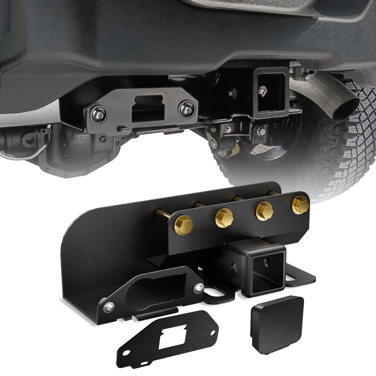 YZONA for Ford Bronco Hitch Tow Trailer Kit Compatible for 2021 2022 2023 2024 2025 Ford Bronco 2 Door & 4 Door Hitch Receiver with Cover, 2 Inch Rear Bumper Towing Hook (Exclude Bronco Sport)