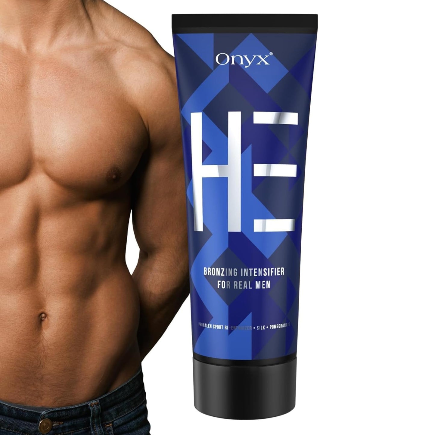 Onyx HE Tanning Bed Lotion for Men - Indoor Tanning Lotion Accelerator & Bronzer, Quick & Dark Tan, Men's Tanning Lotion with Skin Firming, Muscle Bronzing Complex & Moisturizing Formula