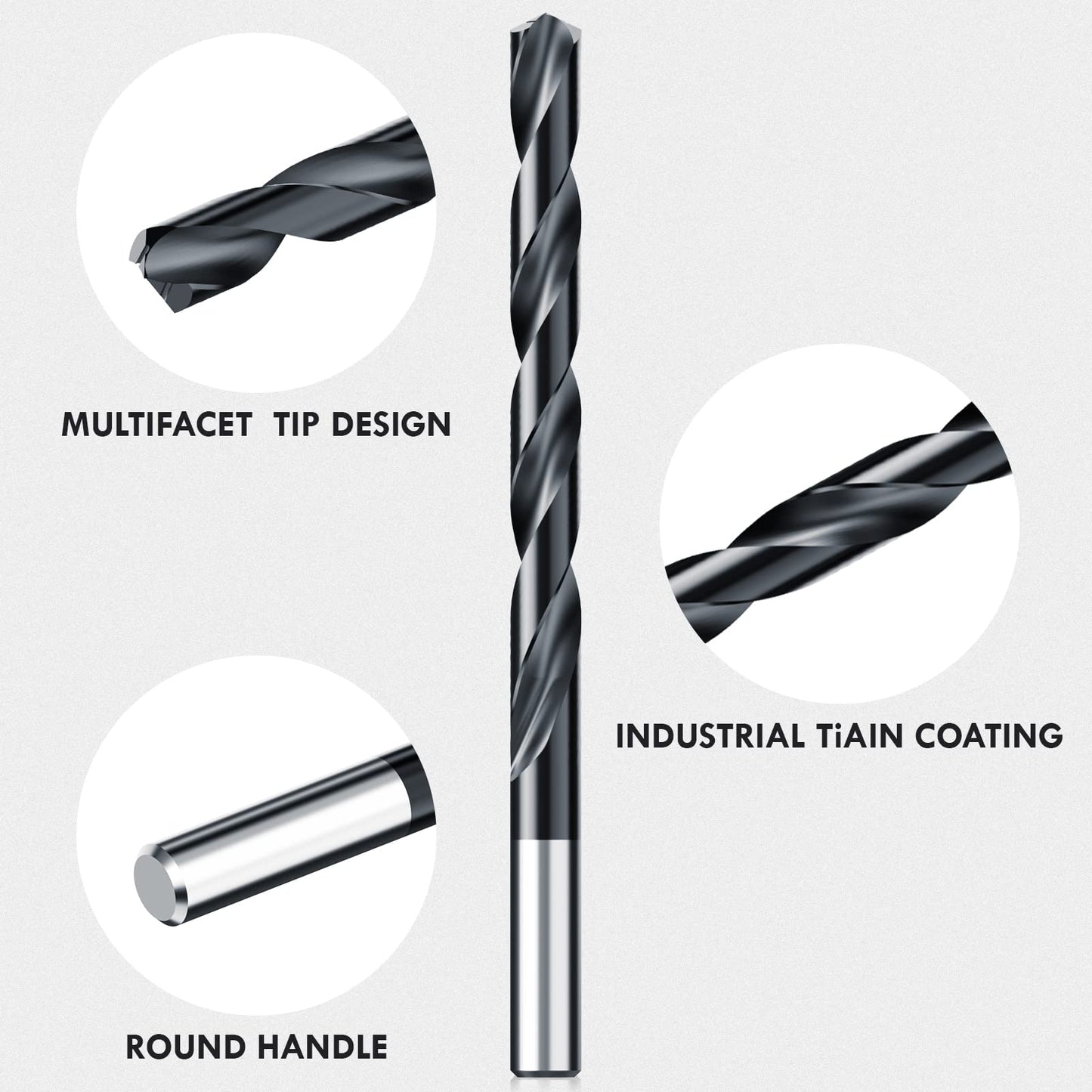 MACXCOIP TiAIN Coating Cobalt Drill Bit Set, Multifacet Tip 29Pcs M35 Jobber Drill Bit Kit for Hardened Metal, Stainless Steel, Cast Iron and Soft Materials, with Metal Index Storage Box, 1/16"-1/2"