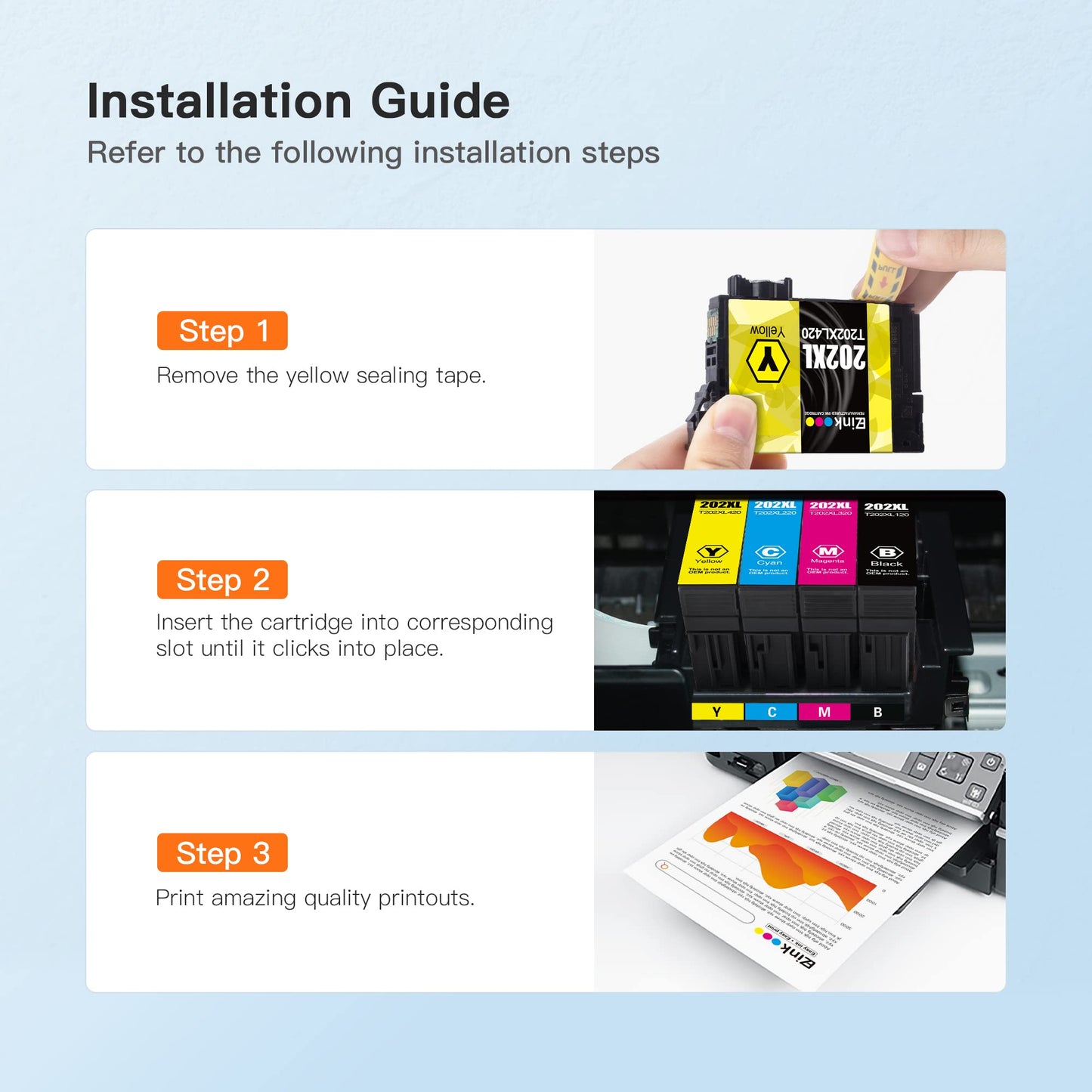 E-Z Ink Remanufactured Ink Cartridges Replacement for Epson 202 XL 202XL T202XL to Use with Expression Home XP-5100 to Use with Workforce WF-2860 Printer (1 Black, 1 Cyan, 1 Magenta, 1 Yellow)