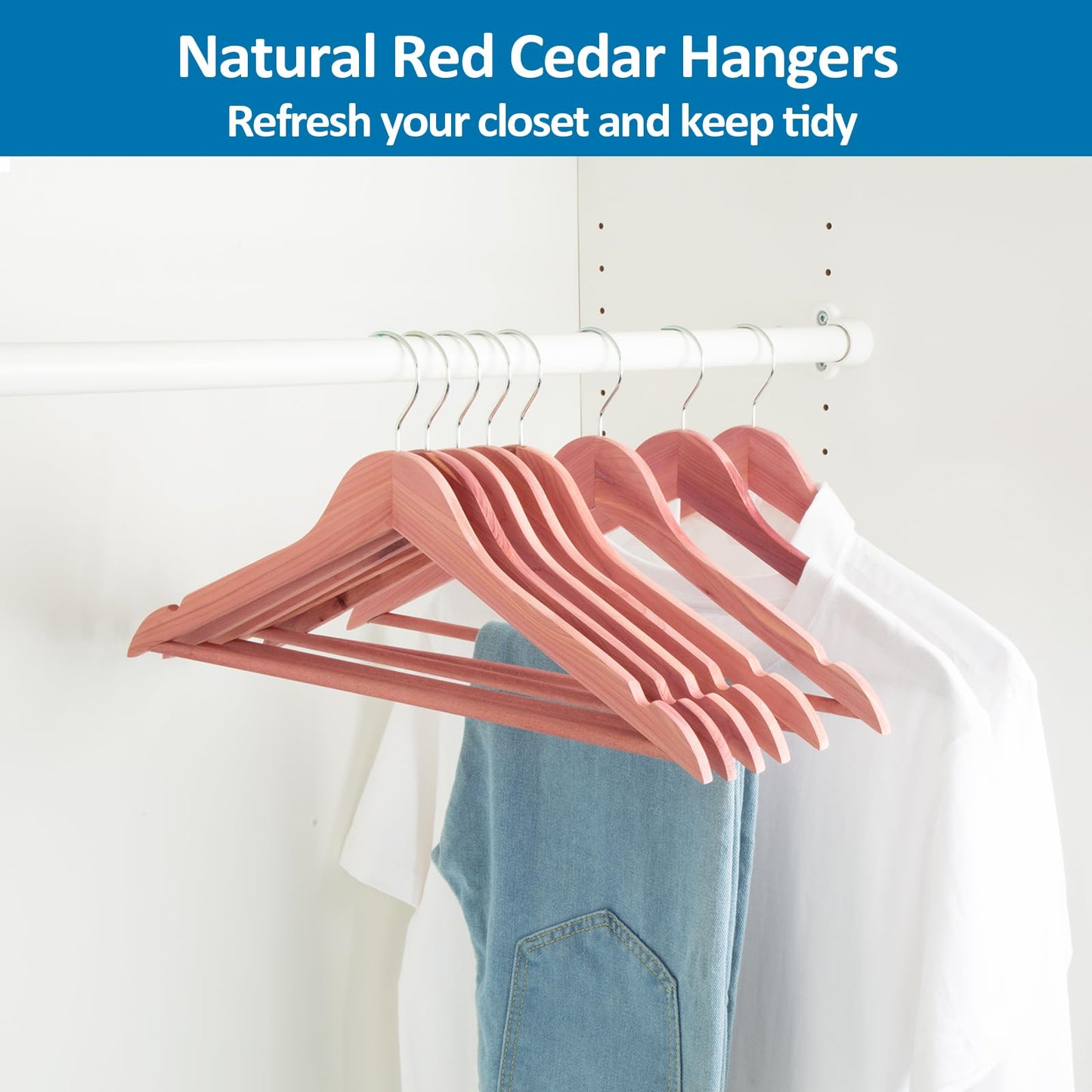 ROSOS Cedar Hangers, 30 Pack Wooden Hangers with Smooth Notches, Wooden Hanger for Closet, Sturdy Wood Suit Hanger with 360 Rotating Hook Great for Refresh Closet