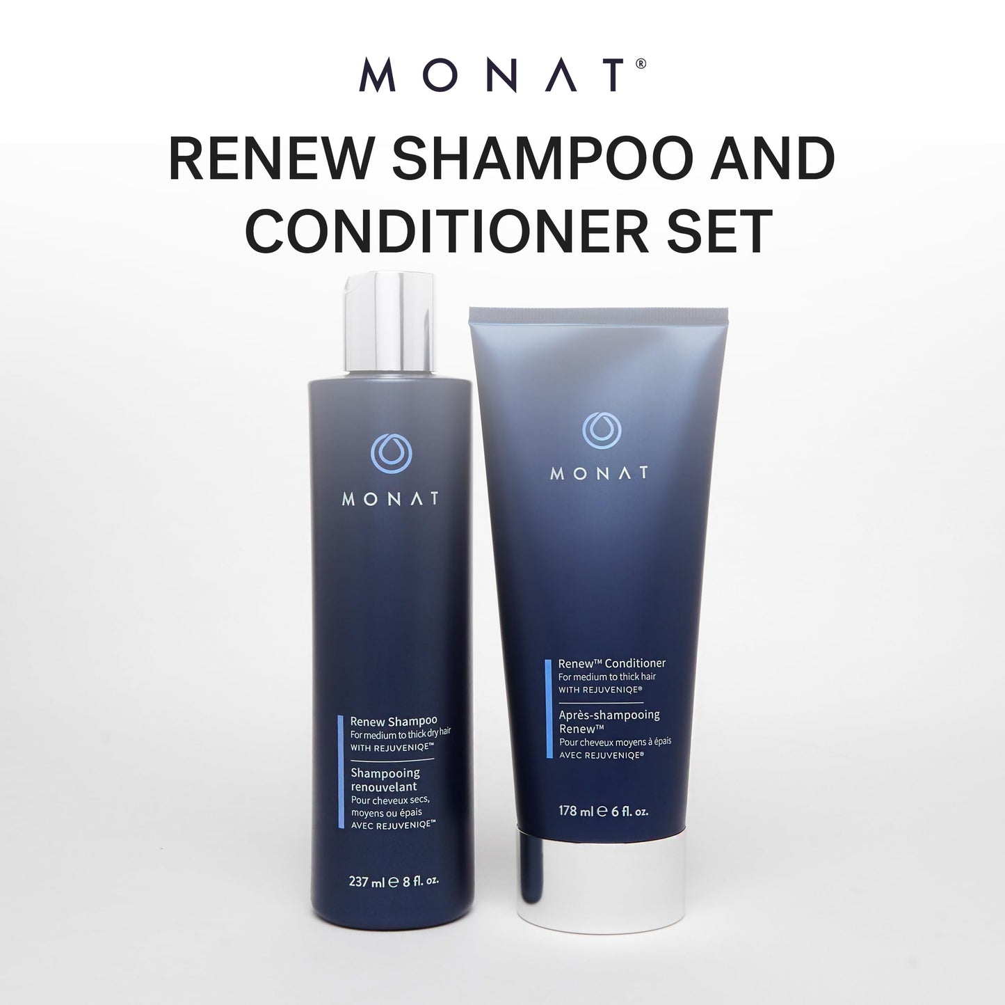 MONAT Renew Shampoo and Conditioner Set Infused with REJUVENIQE For Dry Medium to Thick Hair - Hydrating Hair Care | Sulfate-Free, Paraben-Free | Moisturizing & Nourishing for Healthy Shine