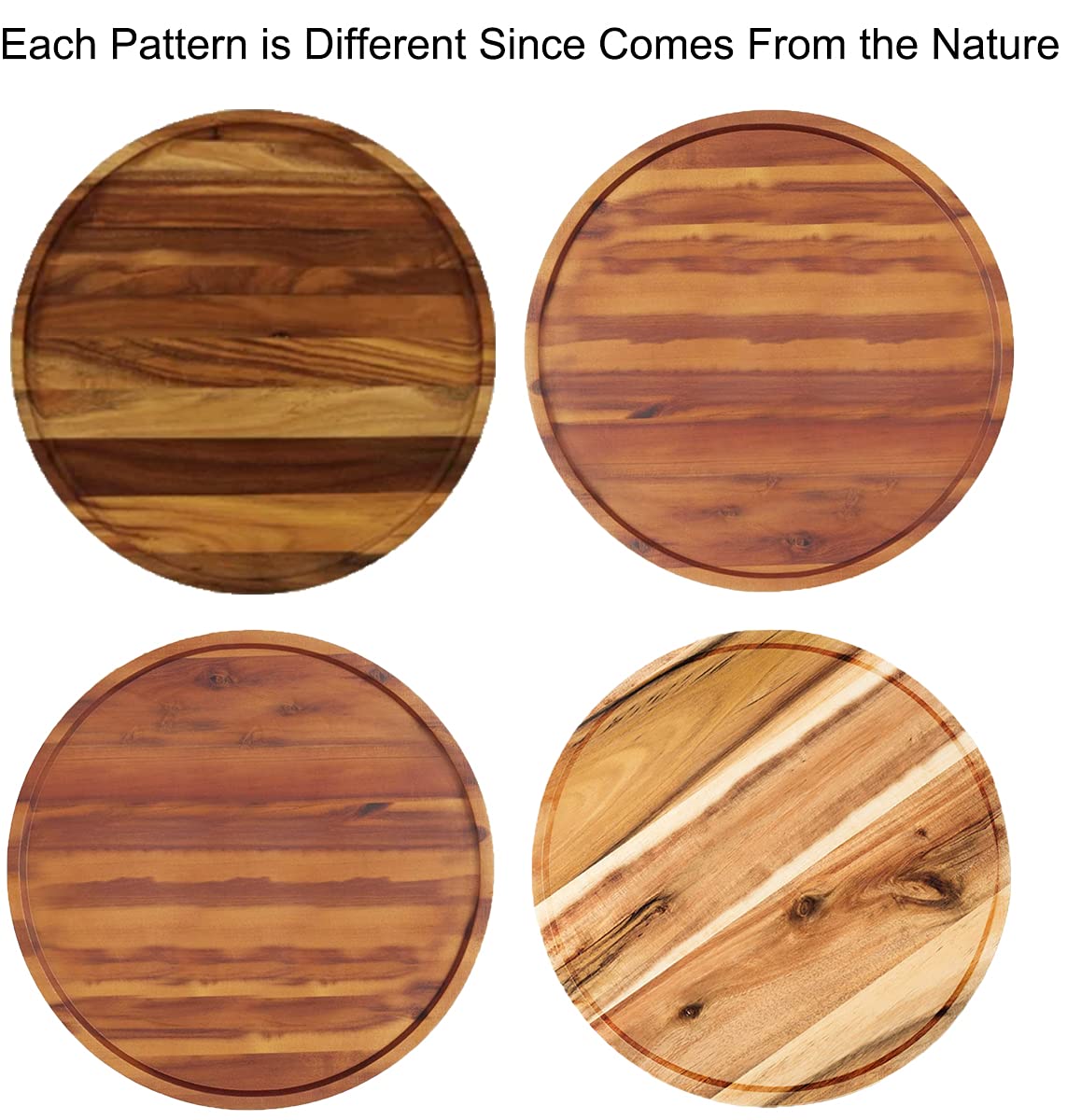 16" Acacia Wood Lazy Susan Organizer Kitchen Turntable for Cabinet Pantry Table Organization