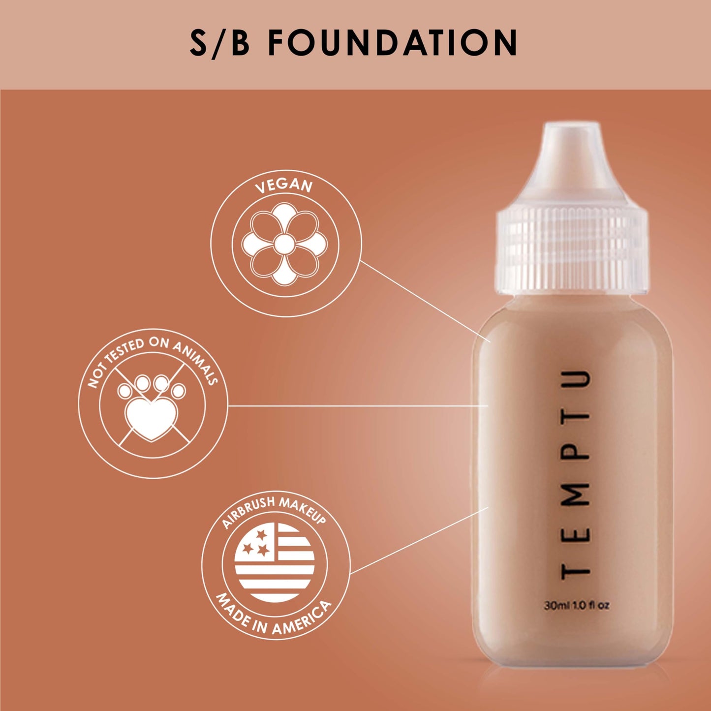 TEMPTU S/B Silicone-Based Airbrush Foundation: Professional Long-Wear Liquid Makeup, Sheer To Full Coverage For A Hydrated, Healthy-Looking Glow & Luminous, Dewy Finish On All Skin Types, 003 Ivory, 1 Fl Oz
