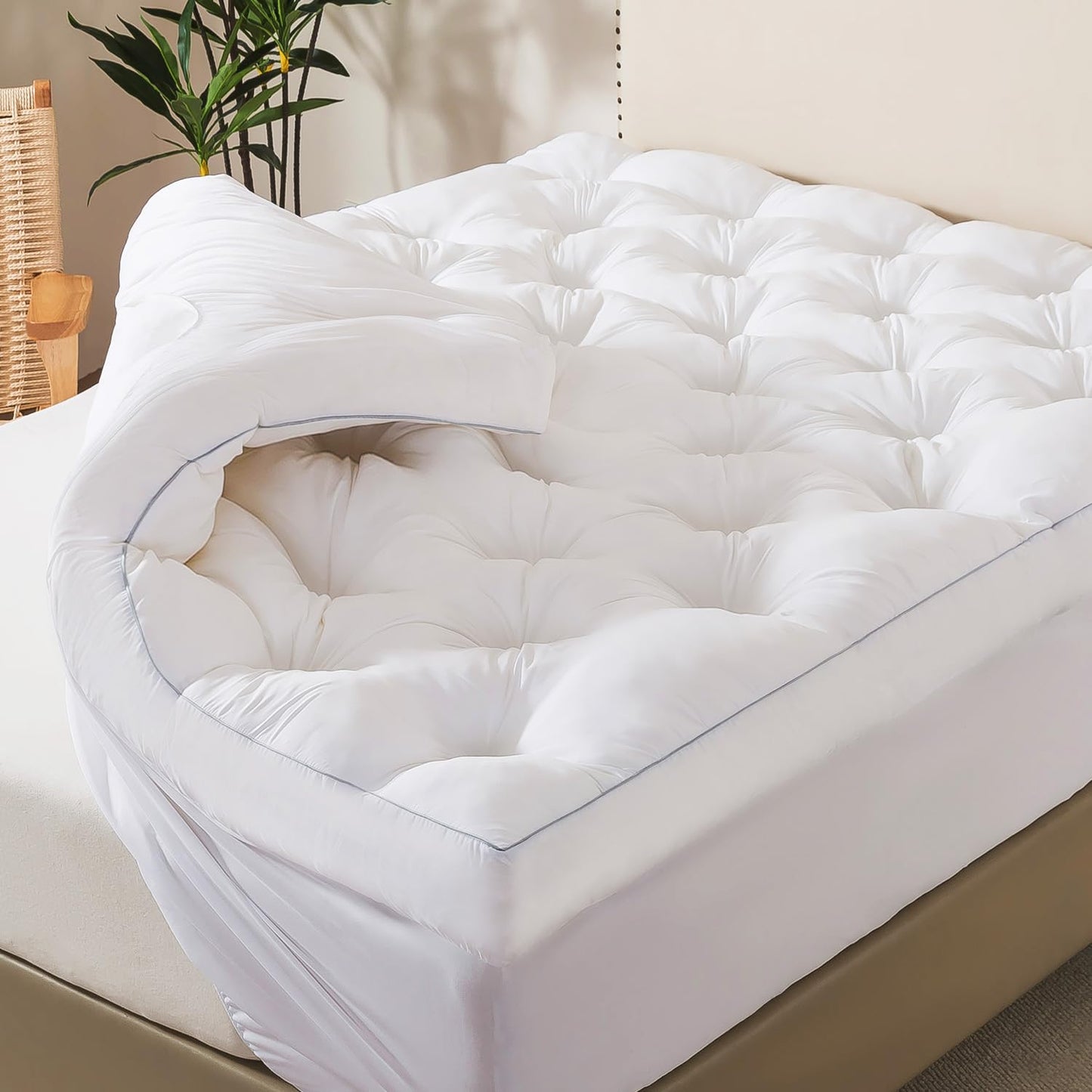 WhatsBedding 5 Inch Memory Foam Mattress Topper Twin Size, Supportive Fluffy Shredded Memory Foam Filled Pillow Top, Extra Soft Bed Topper with Deep Pocket, 39x75 in