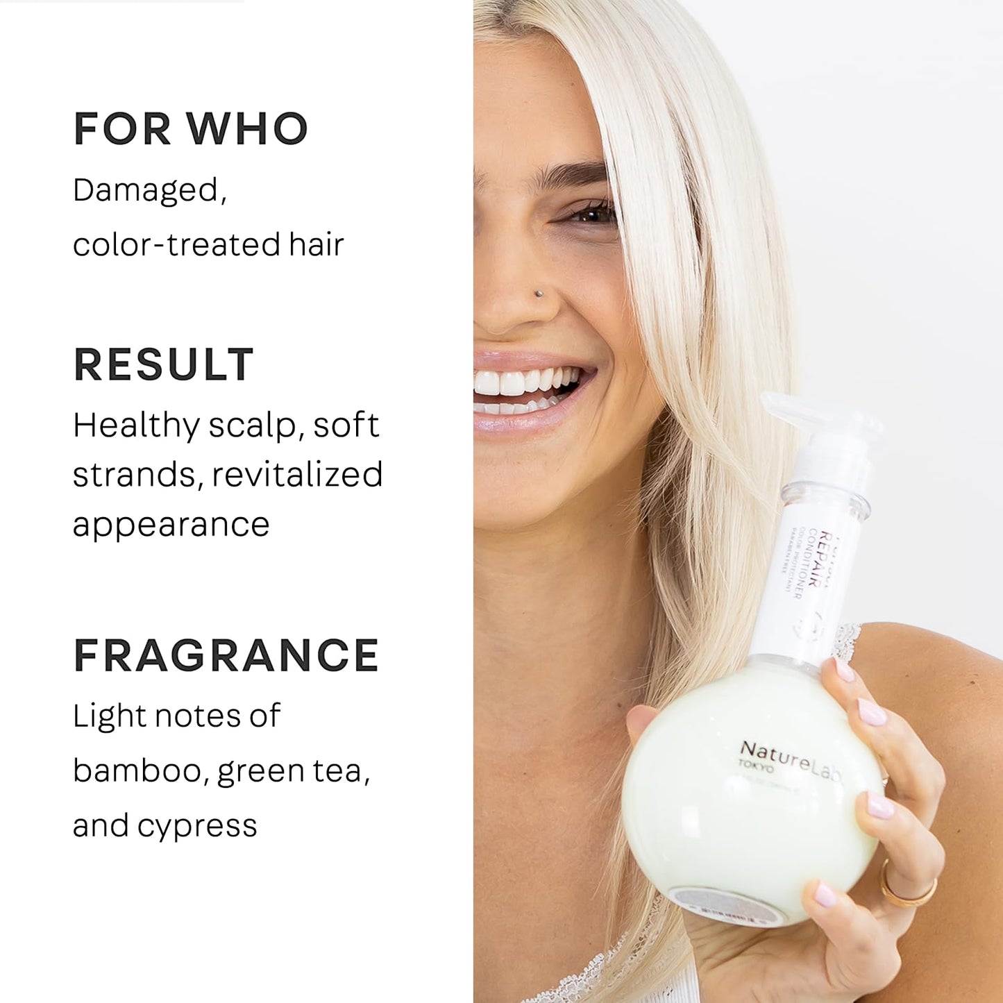 NATURELAB. TOKYO Perfect Repair Shampoo & Conditioner: Eco-Friendly Refill Pouch Duo: Replenish and Restore Damaged, Color Treated Hair and Strengthen New Hair I 22.9 FL OZ Each | $60 VALUE