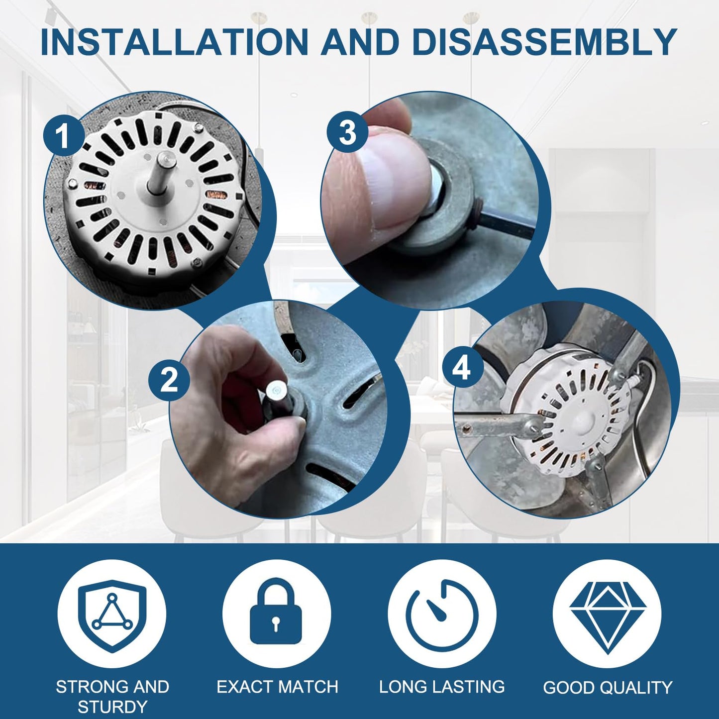 Aibabcue F0510B2944 F0510B2497 Power Vent Attic Fan Motor & 58033 Adjustable Thermostat Control Kit Replacement for Lomanco Lomancool 2000, 1800 Series