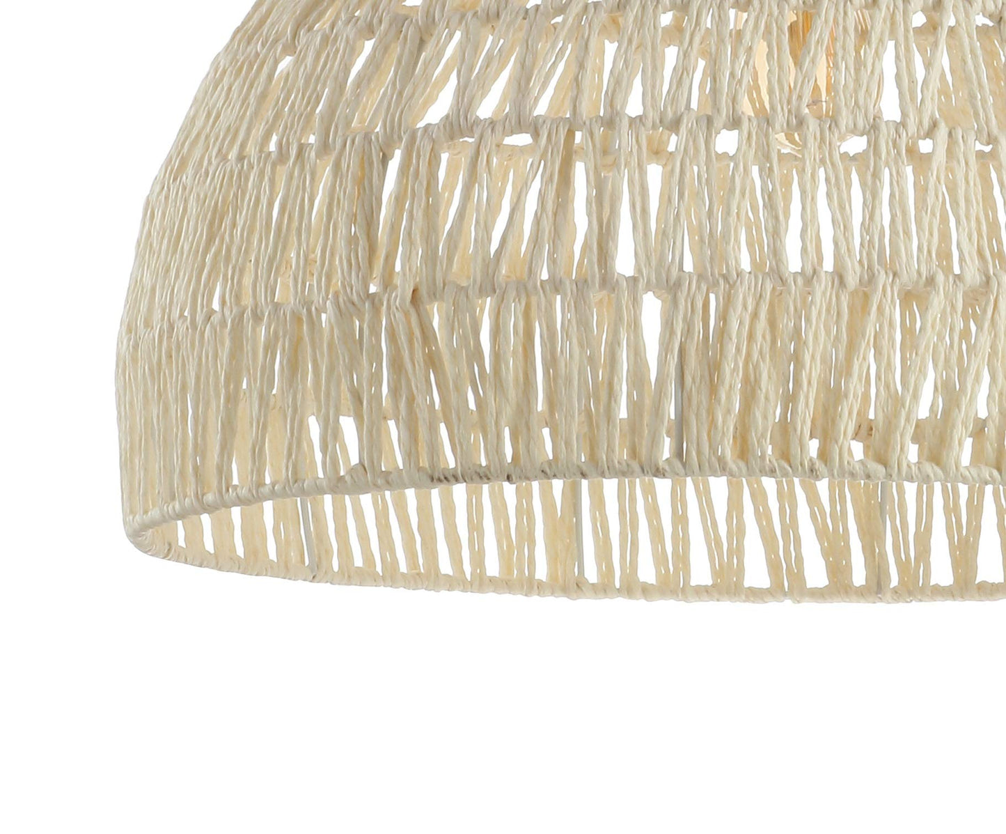 JONATHAN Y JYL6504A 20" Woven Dome Pendant Light, Bohemian Farmhouse Hanging Light Fixture with Adjustable Height for Kitchen Island, Dining Room, Living Room, Coastal Rope Ceiling Lamp, Cream