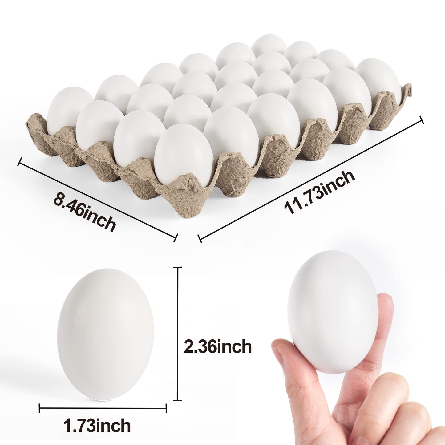 JOYIN 18 Pcs Easter Egg, White Wooden Eggs, Life Size Plain Decorating Eggs for Kids Easter DIY Paint Your Own Egg Decor, Easter Craft, Easter Eggs Hunt, Easter Basket Stuffers, School Activities