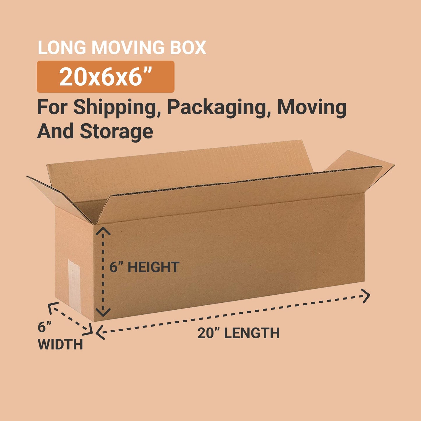 BOX USA Shipping Boxes Large 20"L x 6"W x 6"H 25-Pack - Corrugated Cardboard Box for Moving, Mailing, Packing, Packaging and Storage