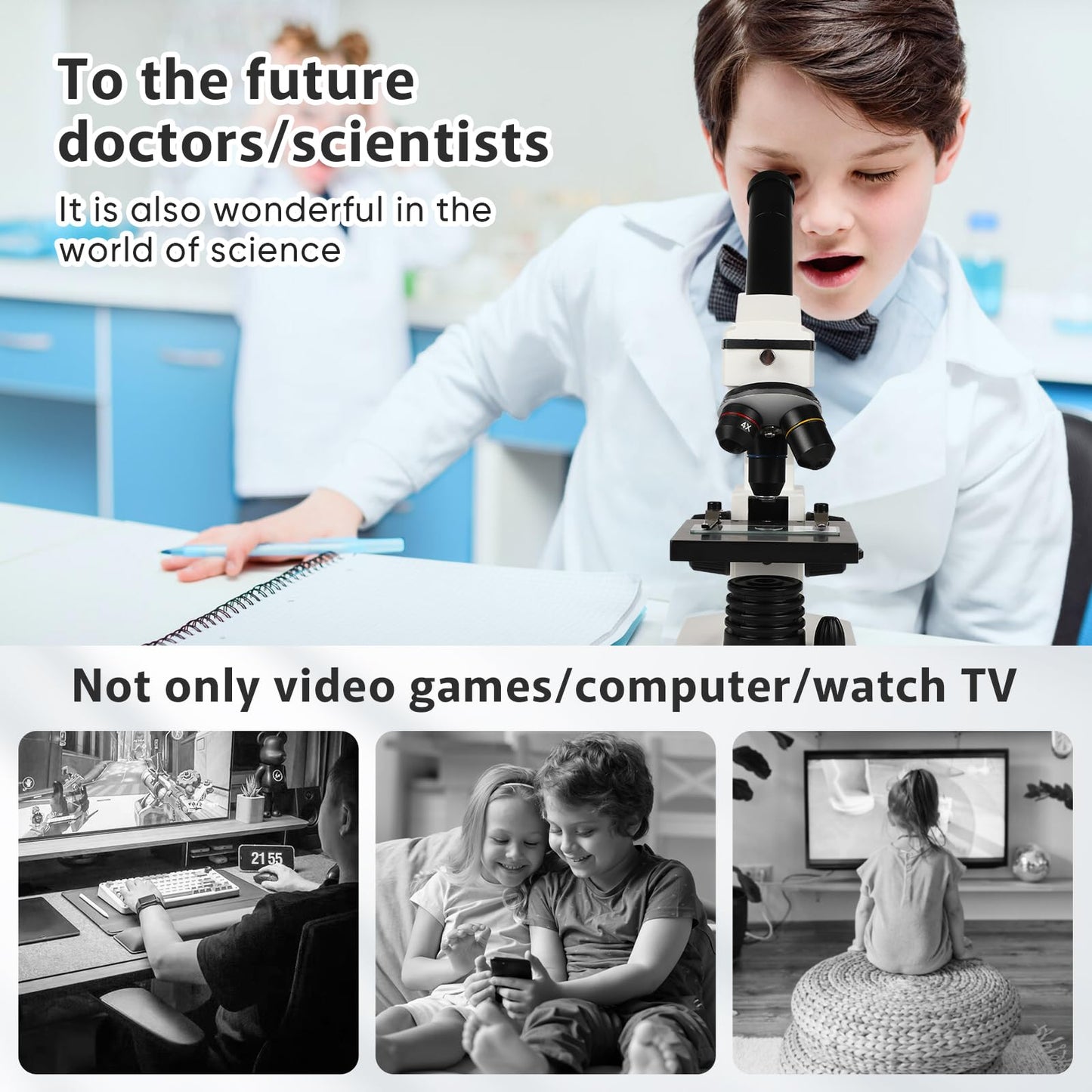 Microscope for Adults Professional:Compound Microscope for Kids 8-12,100X-2000X Kids Microscope Kit with Prepared Microscope Slides and Covers,Plant Stereo Microscopes for Kids Homeschool Lab