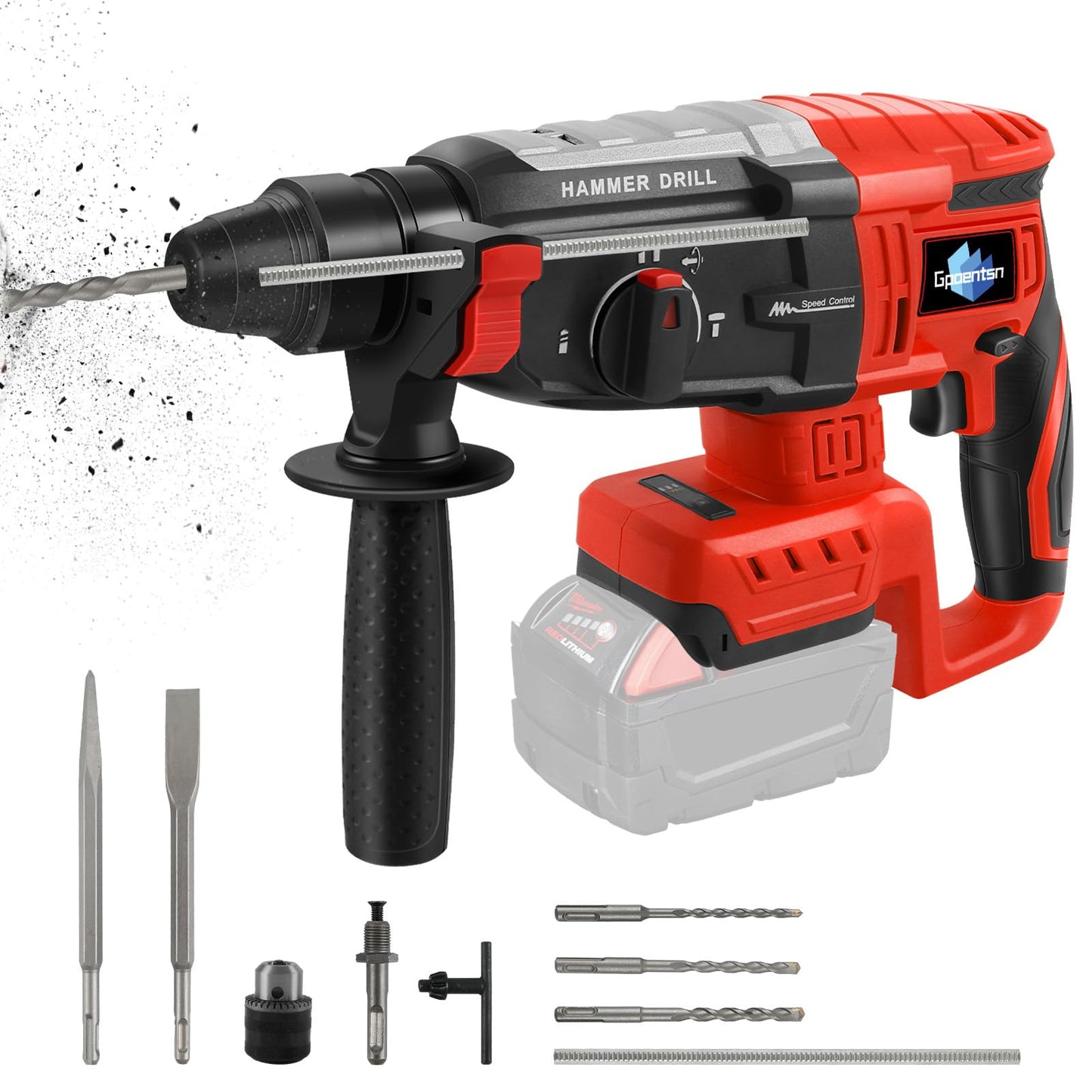 Gpaentsn Cordless Rotary Hammer Drill (Tool Only) Compatible with Milwaukee M18 | 2.6J Impact | SDS-Plus Chuck | 4-Mode | Brushless Motor (Battery not Included)