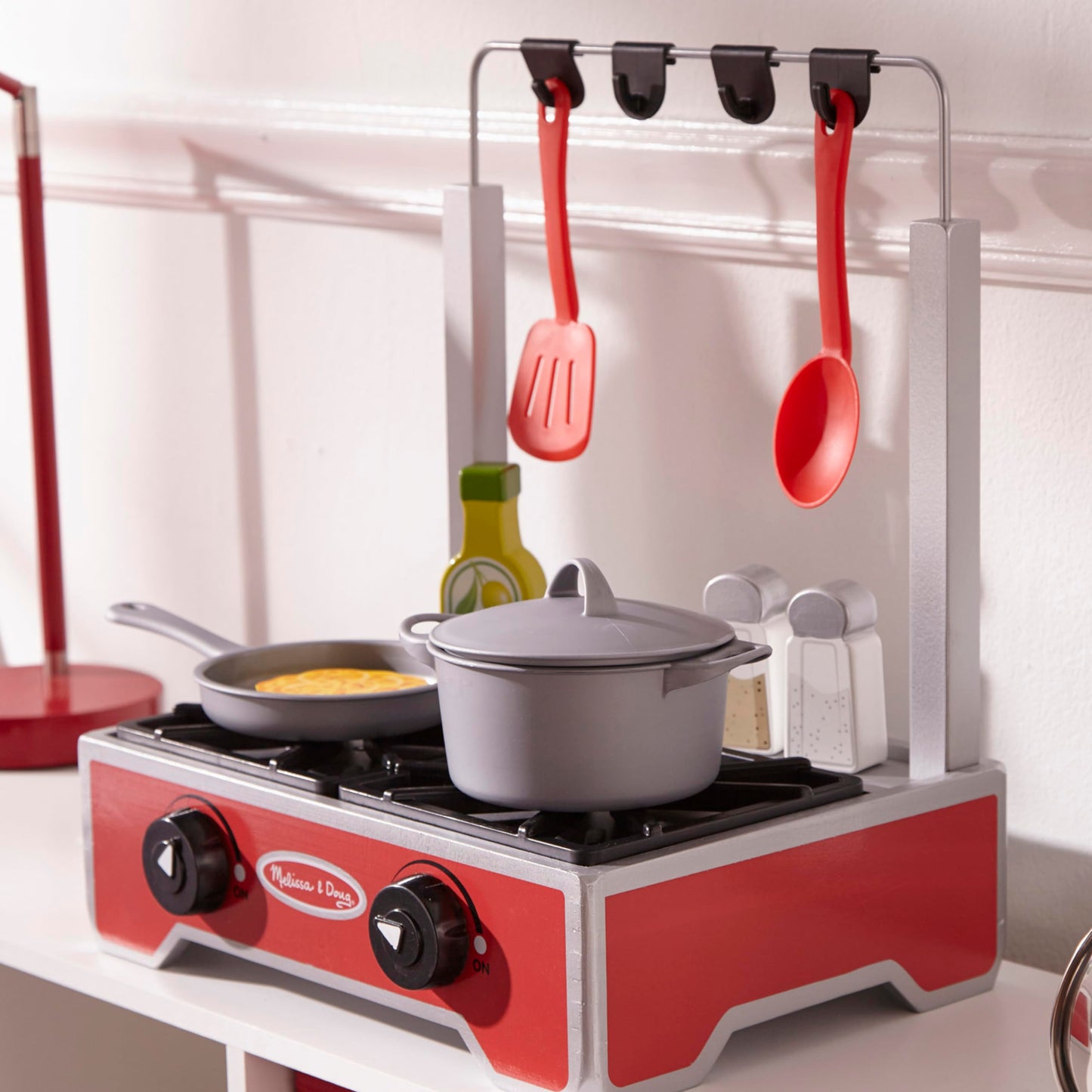 Melissa & Doug 19-Piece Deluxe Wooden Cooktop Set with Wooden Play Food, Durable Pot and Pan