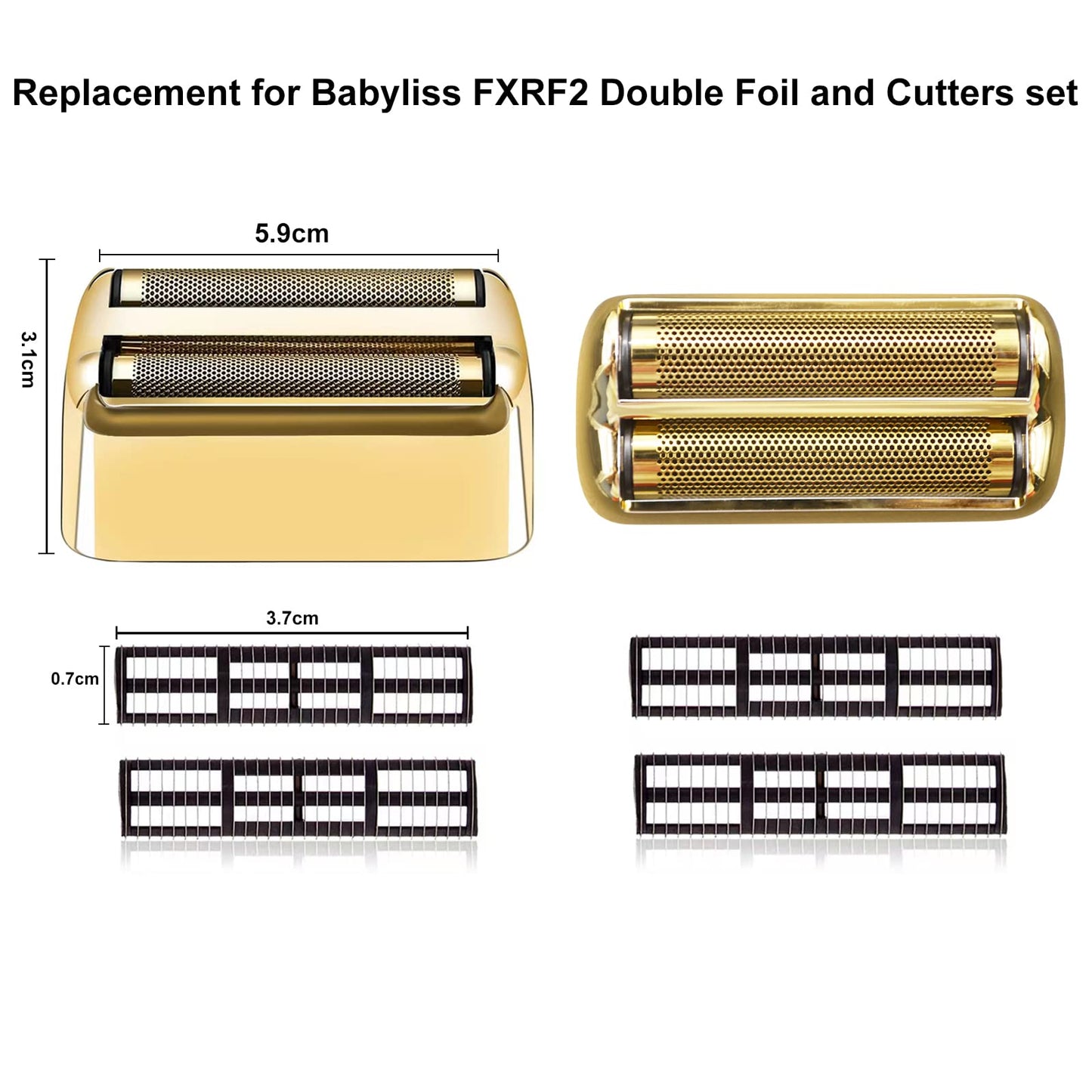 3 pack Professional Replacement Foil and Cutters for BaBylissPRO Barberology Double Foil Shaver, Compatible with BaBylissPRO Barberology FXFS2 Shaver，Gold