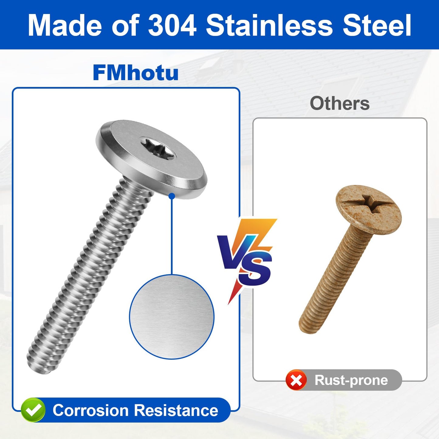 FMhotu 200pcs Hurricane Sidewalk Bolt and Anchor Kit,304 Stainless Steel Truss Head Shutter Screws Hurricane Shutter Hardware with Masonry Anchors for Hurricane Shutters Panel 1/4" X 1-1/2"