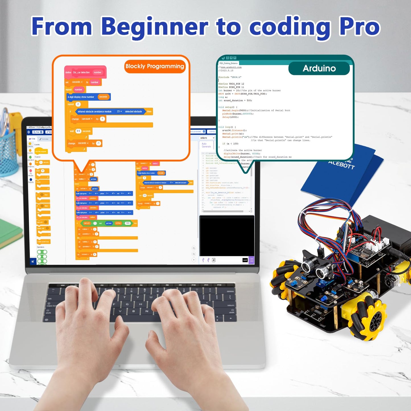 Smart Robot Car Kit Compatible with Arduino, Robotics for Kids Ages 8-12 12-16, Electronic Programming Project/STEM Science Kits Coding Gifts for Adults and Youths
