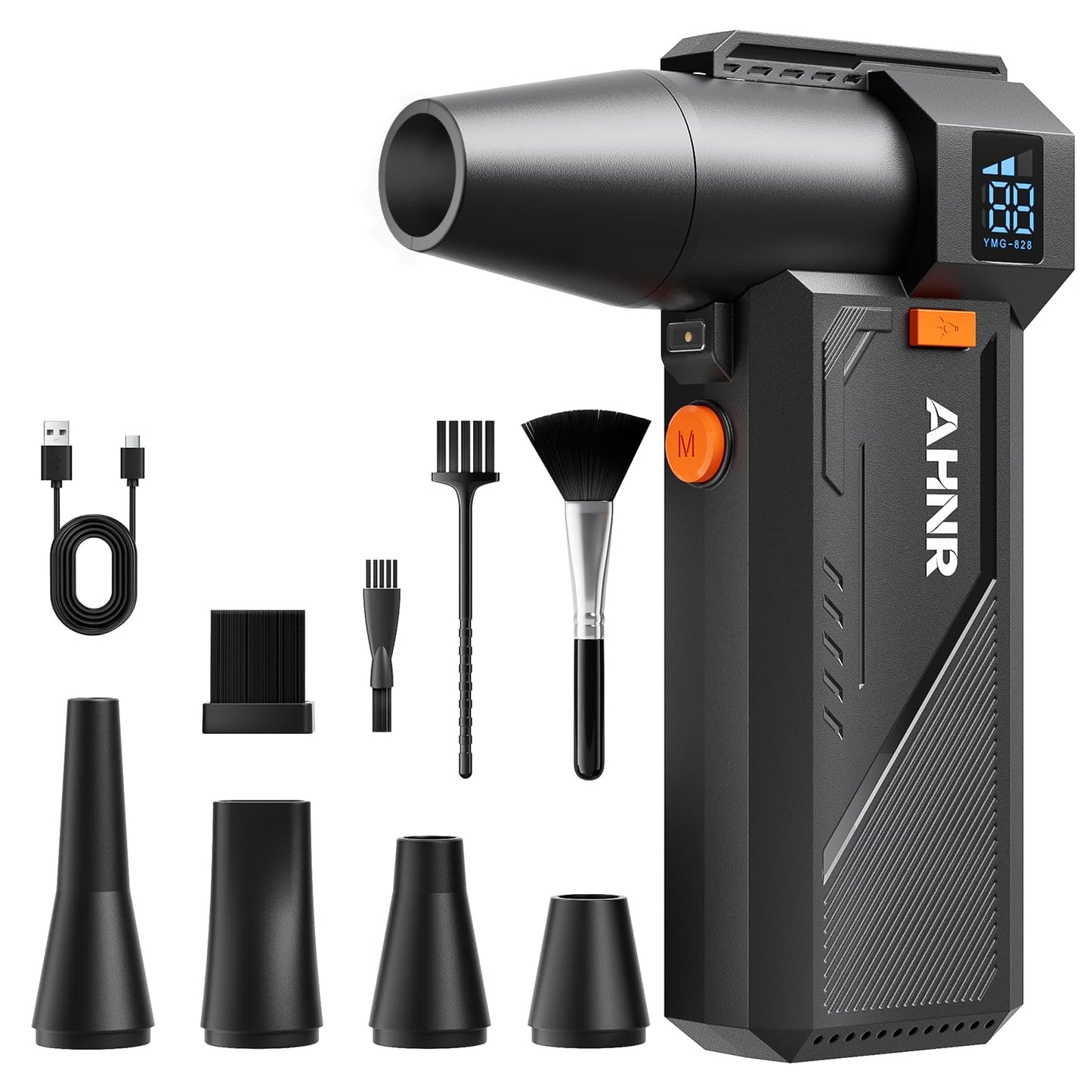 AHNR Compressed Air Duster, 160,000RPM Powerful Electric Air Duster Blower Rechargeable with Brushless Motor, 3-Gear Adjustable Mini Air Blower Cordless for Computer, Keyboard, Home, Outdoor and Car