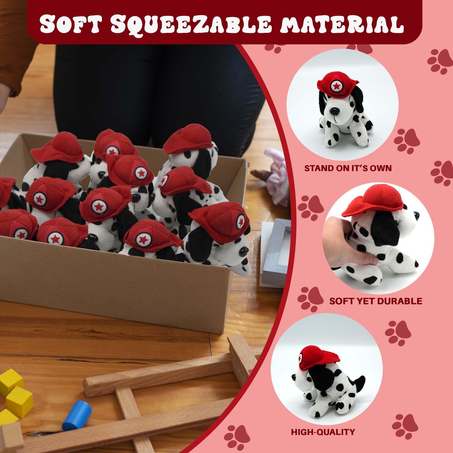 4E's Novelty Dalmatians Stuffed Animals, Soft Plush Dalmation Dogs (12 Pack) Puppy Plush Toys for Kids, Great Party Favors for Birthday Party Supplies