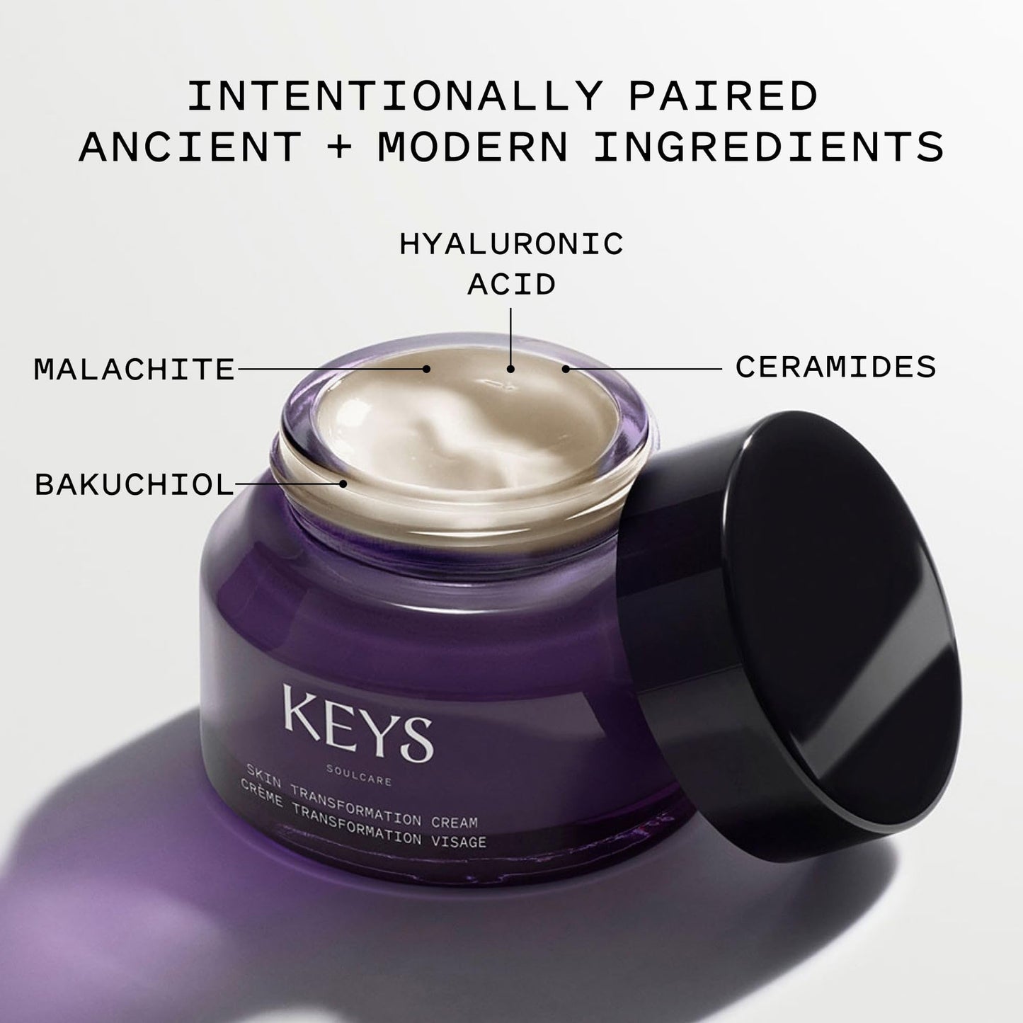 Keys Soulcare Skin Transformation Cream, Daily Moisturizer Hydrates, Calms & Plumps Skin with Ceramides & Bakuchiol, Cruelty-Free, 1.76 Oz