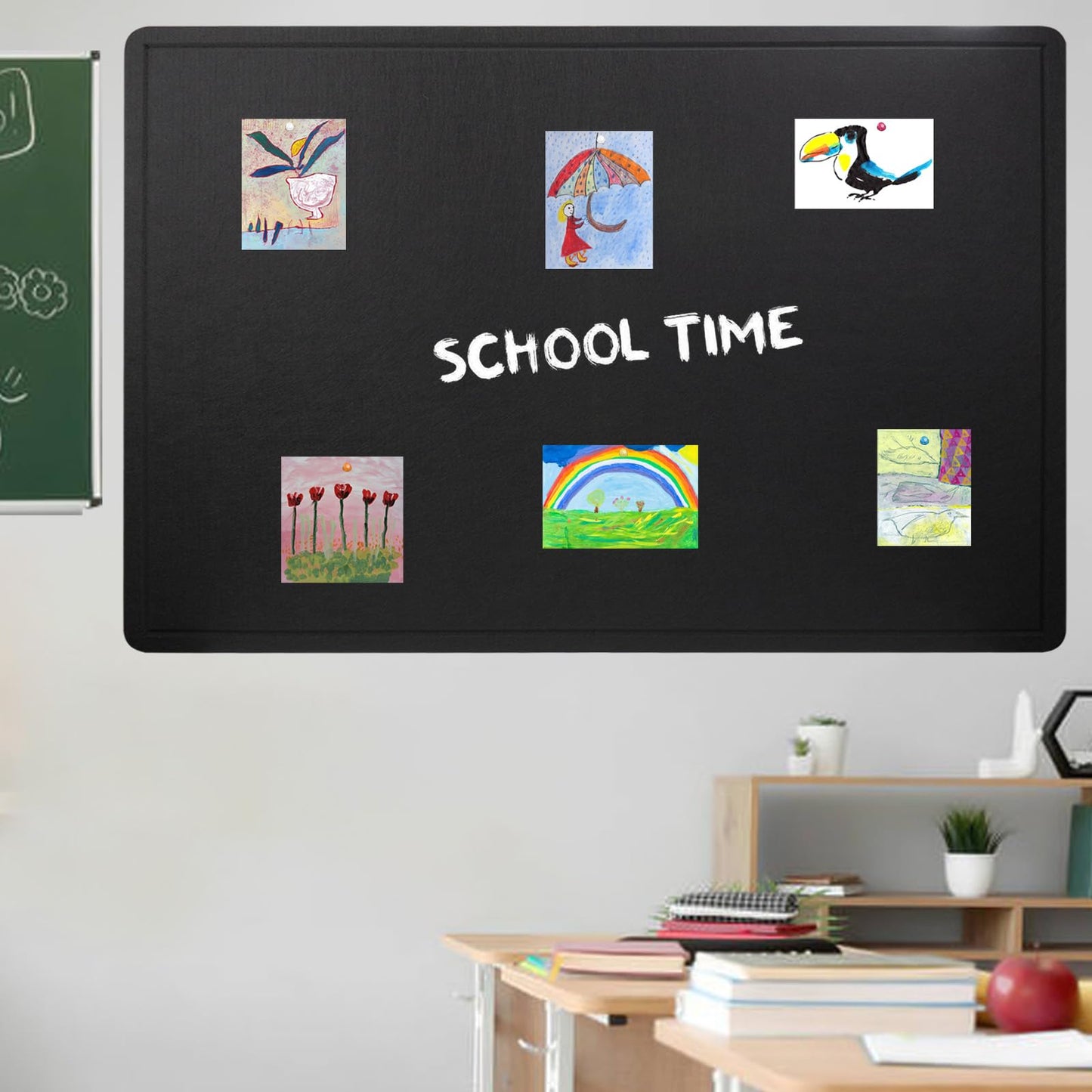 Large Bulletin Board - 60 X 36 inches Cork Board with 30 Pushpin, 5' x 3' Cork Board for Walls Pin Board, Self-Adhesive Felt Board Vision Board Foldable Photo Board for Wall - Black