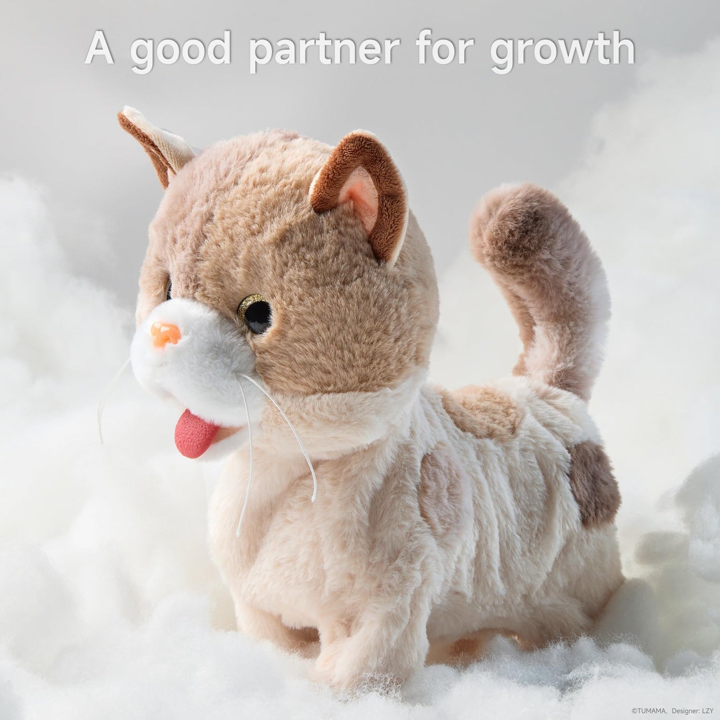 TUMAMA Toy Cat for Kids, Cute and Realistic Kitty Toy that Walks, Meows, Tongues Out and Wags Tail, Interactive Electronic Cat Plush Toy with Leash, Best Gift for Boys and Girls Ages 3 4 5 6 7