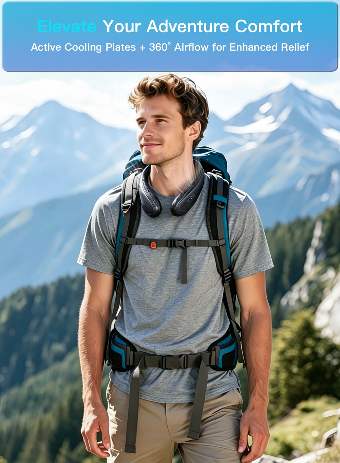 Staholz Neck Air Conditioner Portable, Neck Fan with Large Cooling Plate & NTC Control, 360° Upward & Downward Back Airflow, 6000mAh Bladeless Wearable Fan for Outdoor, Travel, Office, Golf