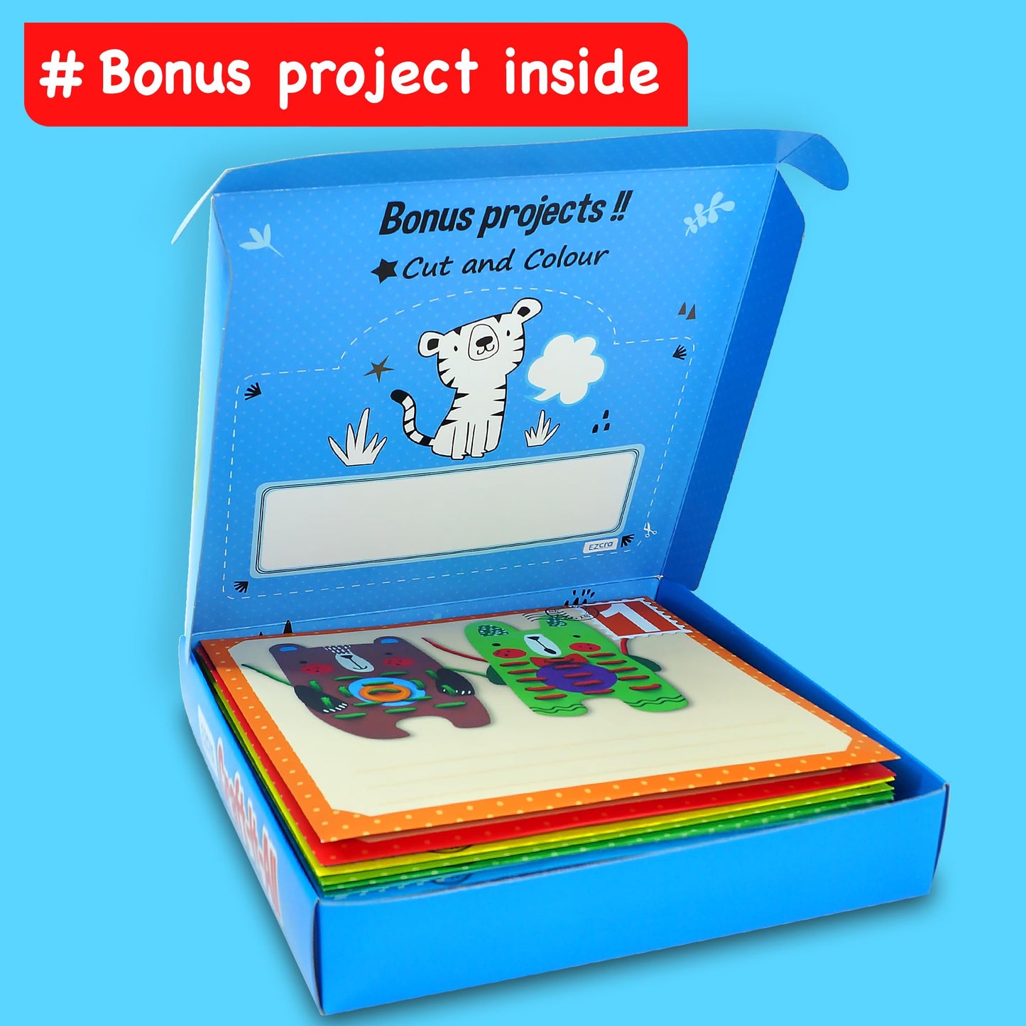 EZCRA Craft Box for Kids Ages 4-8 - 21 Projects in 1 - Arts and Crafts Kits - Complete Activity Set – No Mess Educational Preschool & Homeschool Art Projects - for Girls Boys