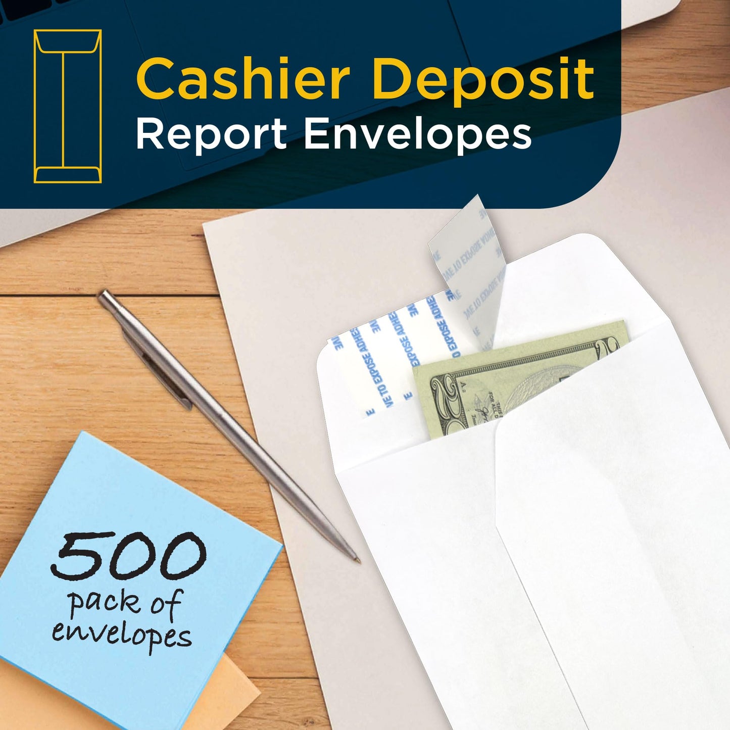 Guardian Cashier Deposit Report Envelopes Self Seal, Pack of 500 Cash Drop Envelopes – Cash Register for Small Businesses – Cashier Register for Retailers & Restaurants – White Envelope (White, 500)