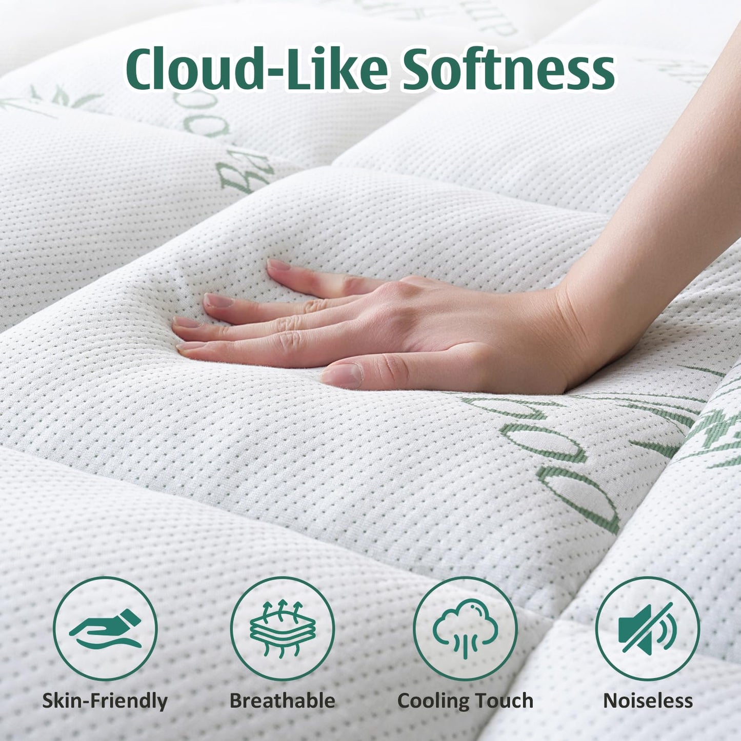 Memory Foam Mattress Topper Queen, Cooling Pillow Top Mattress Pad with Viscose Derived from Bamboo