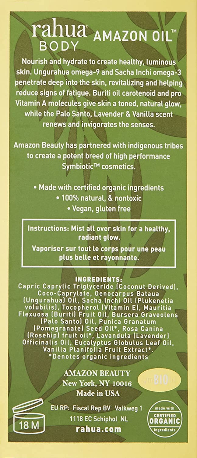 Rahua Body Oil with Vitamin C, E & Omega 3s, 2 Fl Oz, Skin Moisturizer Oil for All Skin Types, Lightweight, with Nourishing Natural, Plant-Based Derived Ingredients, Amazon Rainforest Botanical Scent