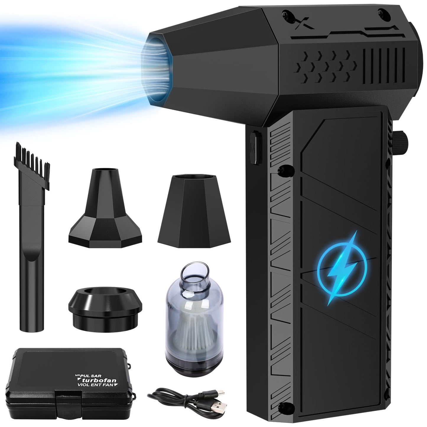 Compressed Air Duster - 180000RPM Super Power Electric Air Duster, 3 Gear Adjustable Mini Blower Rechargeable Cordless Air Blower for Keyboard Electric Devices Cleaning, Car, Home and Outdoor