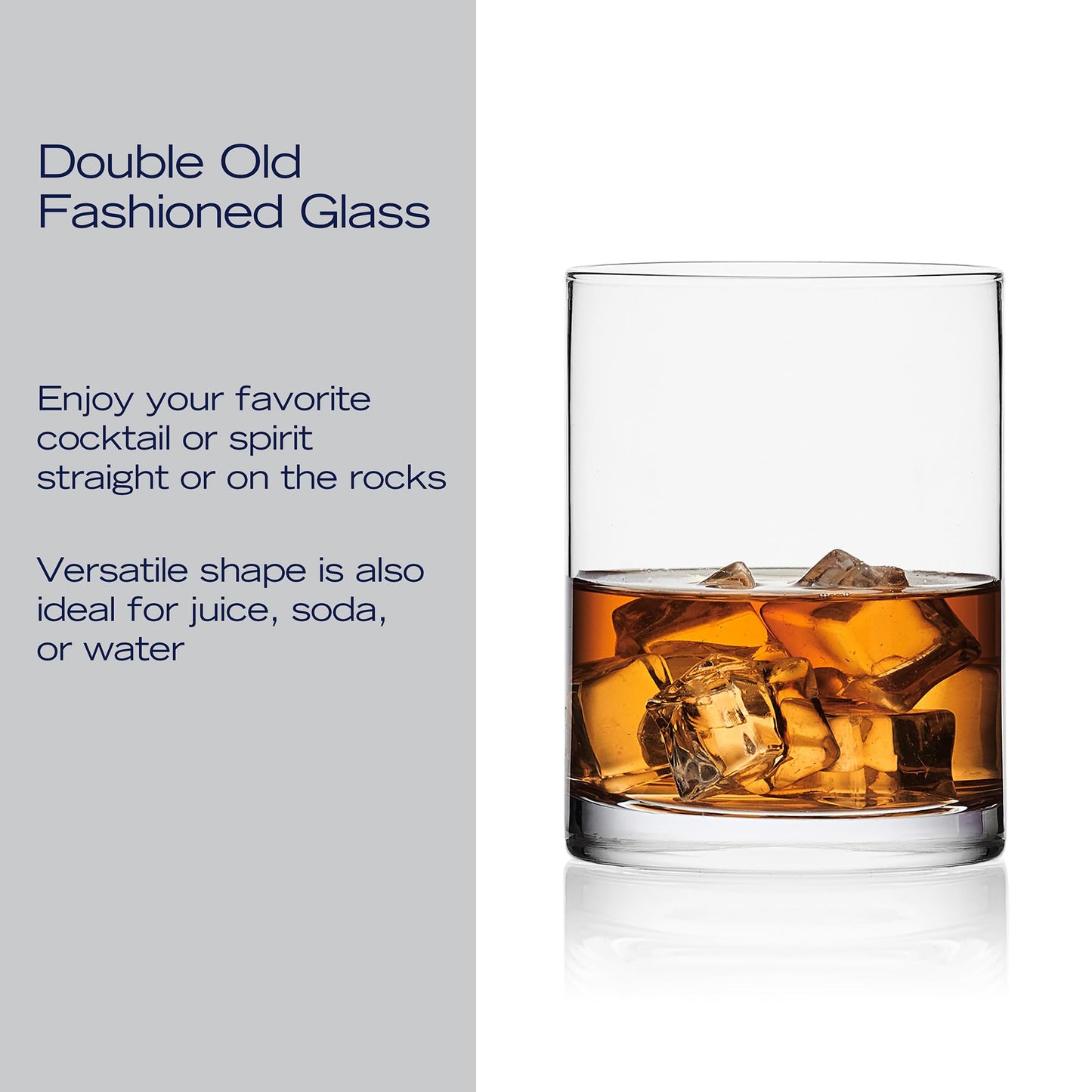 Mikasa Lana Whiskey Rocks Double Old Fashion Glasses, Set of 4, 17 Ounce, Clear