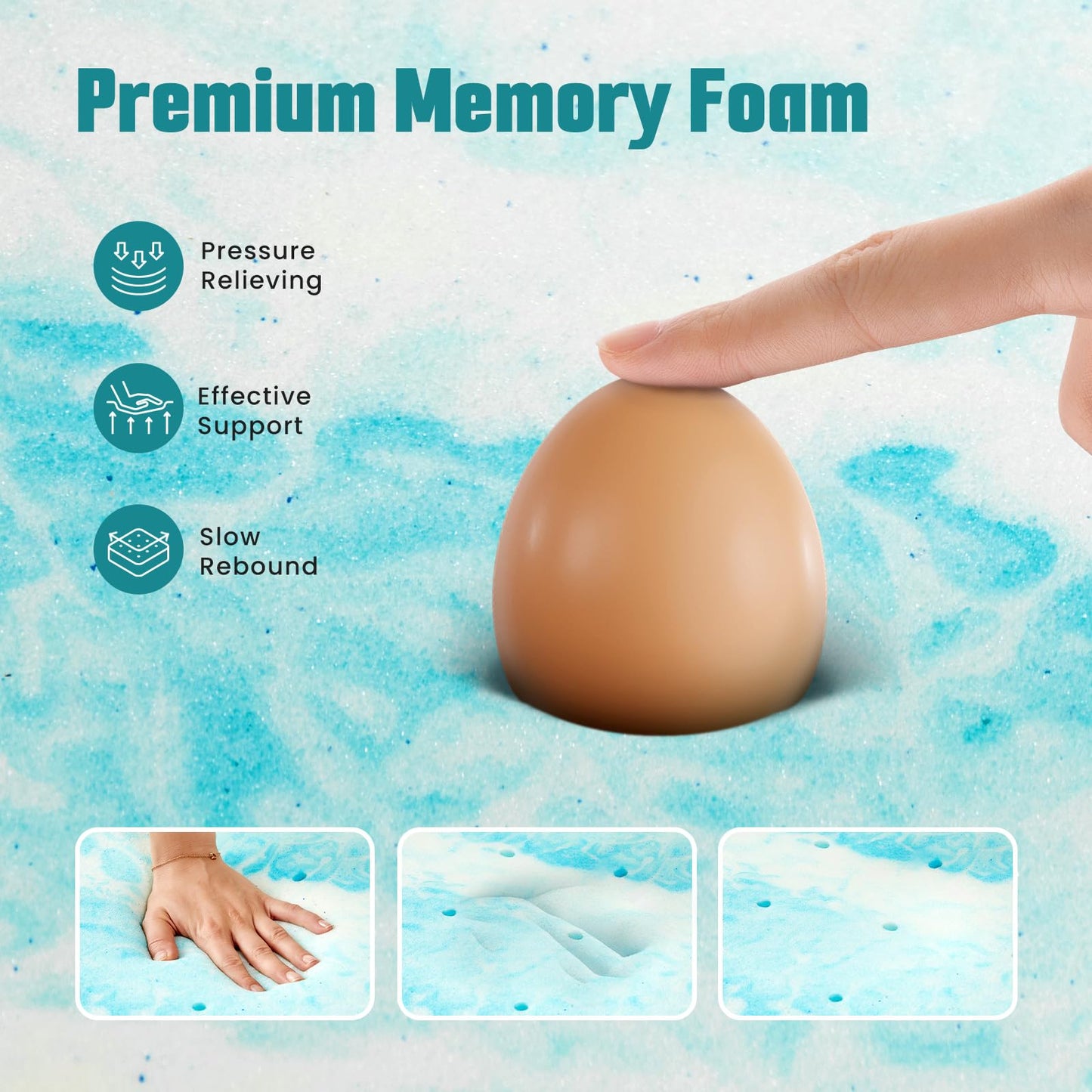 KMFurnila 4 Inch Mattress Toppers Memory Foam Cooling Gel Infused for Enhanced Comfort, CertiPUR-US Certified Breathable Bed Topper Pad with Support for Sleeper Sofa Couch RV Camper, Twin XL
