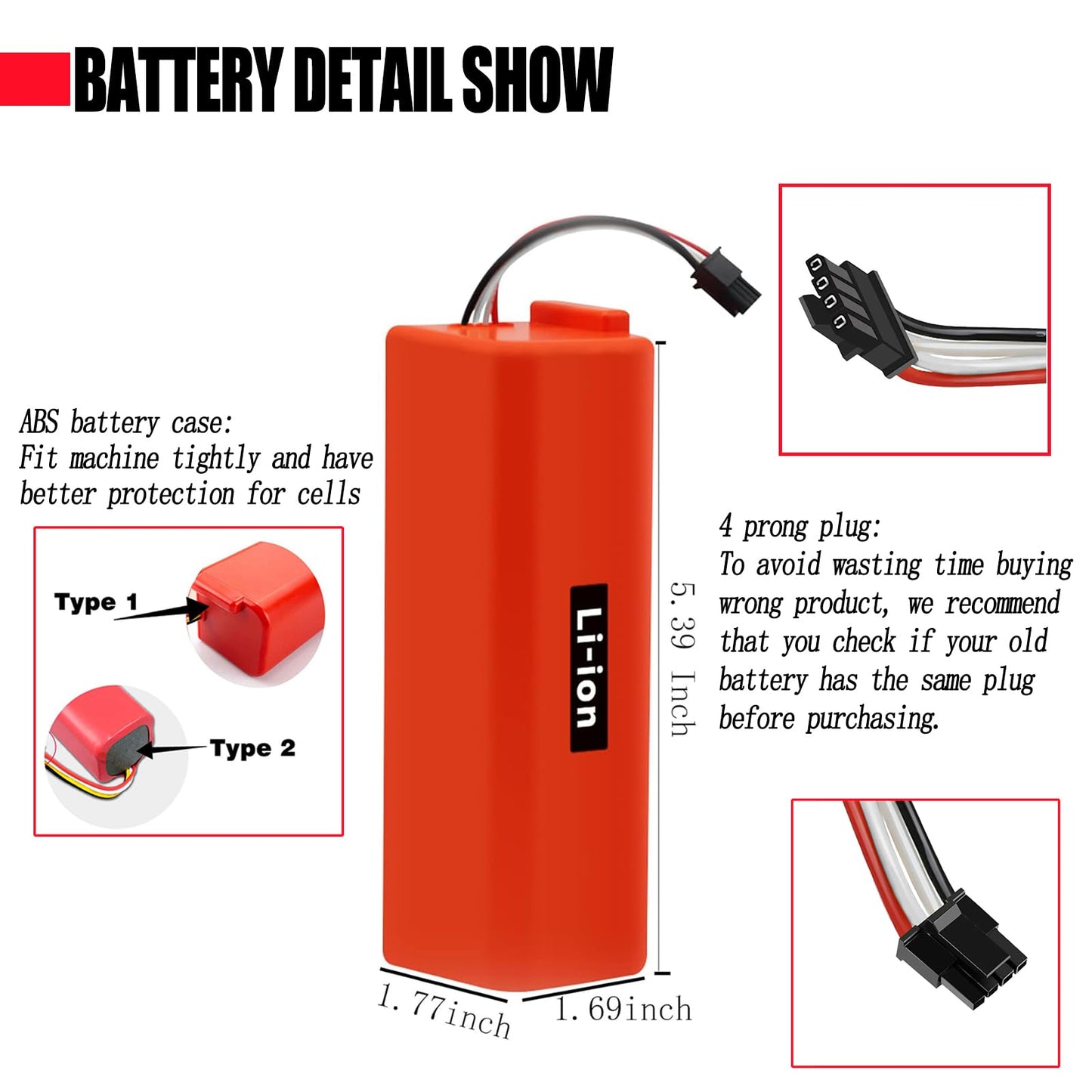 Upgraded 7200mAh 14.4V Battery for Roborock S7 S6 S5 S4 Q7 Max S50 S60 S70, T4 T6 T7 T60 T65, for Xiaowa E20 E25 E35 C10, for Xiaomi Mijia/Mi 1st and 2nd Gen Robot Vacuum Cleaner