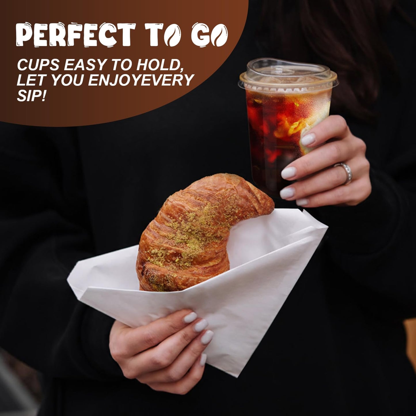 LemonRoad 200 Sets 16 oz Round Bottom Clear Plastic Cups with Sip Lid Disposable Plastic Iced Coffee Cup with Strawless Lid for Smoothie, Juice, Cold Beverage, Party Catering, Drink Shop
