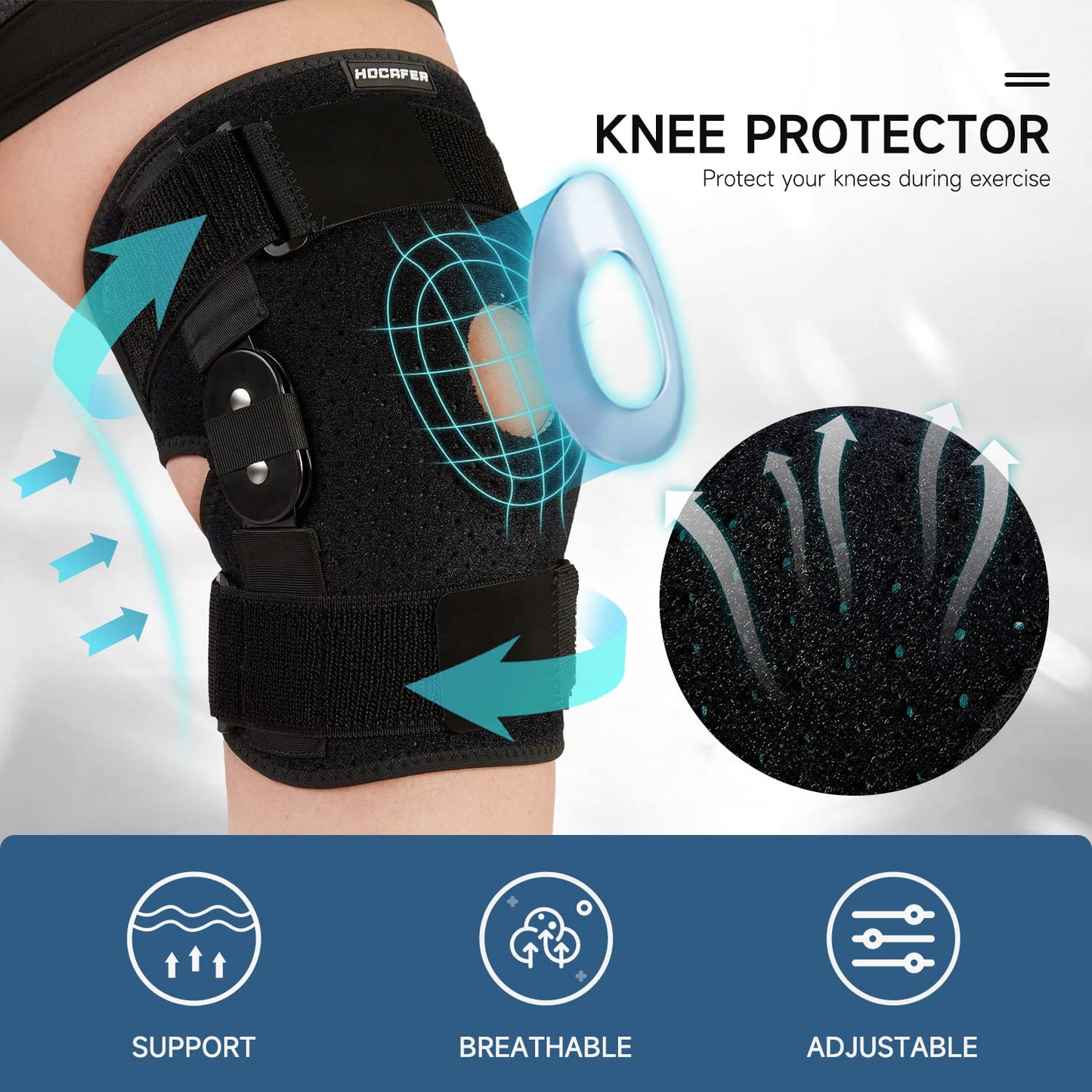 Plus Size Knee Brace XL-8XL,Stable Support of The Decompression Knee, Effective Relief of ACL, Arthritis, Meniscus Tear, Adjustable Compression Band, Suitable for Men and Women (3XL-4XL)