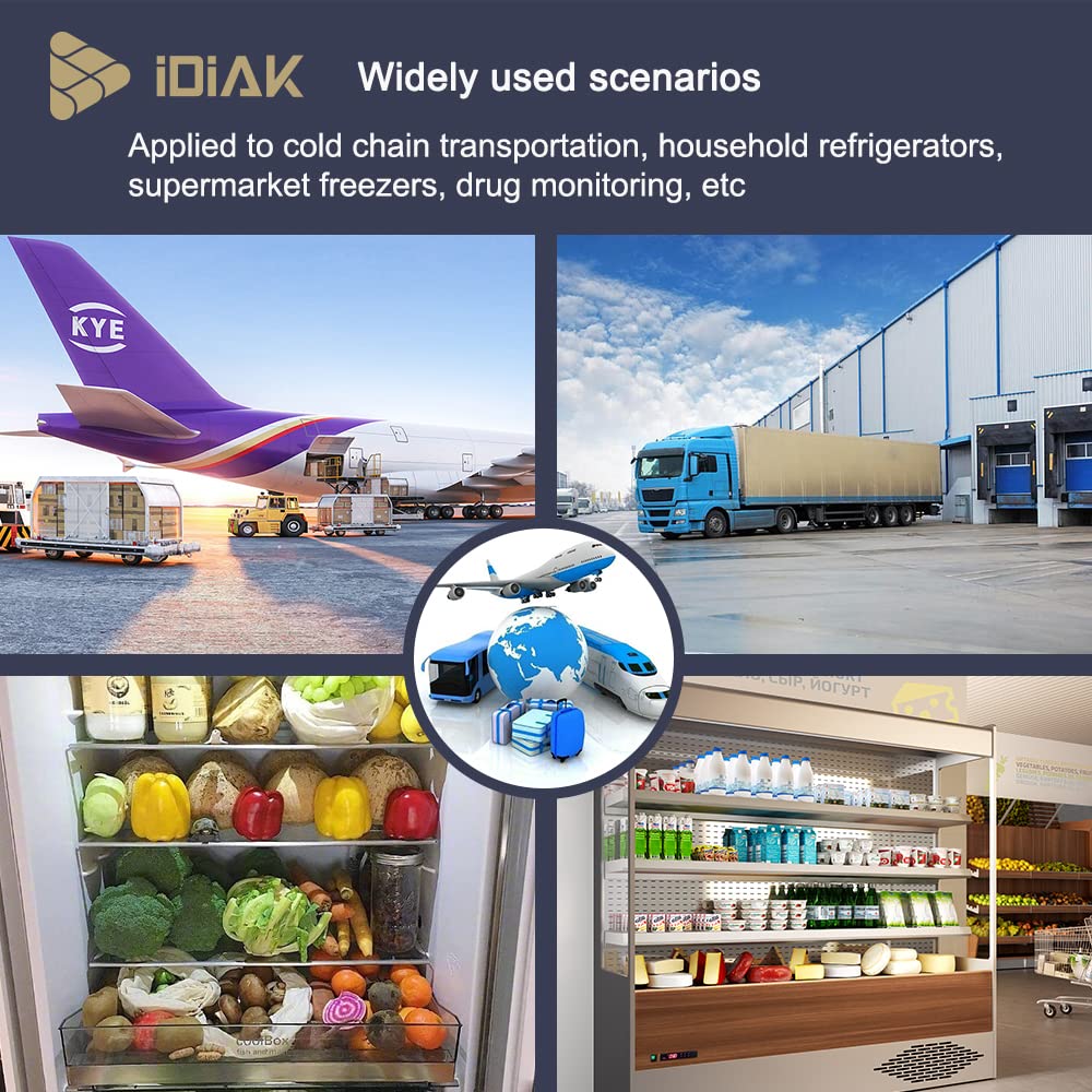 iDiAK M502 Temperature Data Logger USB Temp/Humidity Recorder with PDF and Excel (Reusable) Refrigerator Thermometer 14400 Points High Accuracy (no delay - 5 Pack)