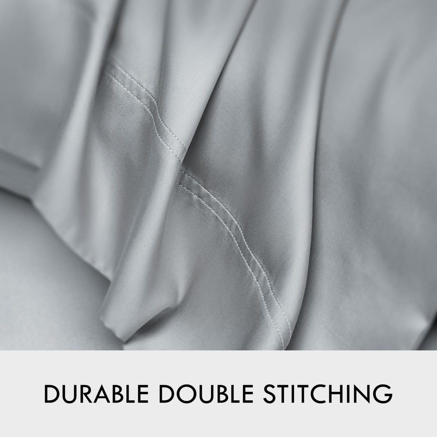 Cleva Sheets Queen Bed Sheet Set, 100% Rayon derived from Bamboo, Luxuriously Soft, Cooling, Double Stitching, 16" Deep Pockets (Queen, Silver)