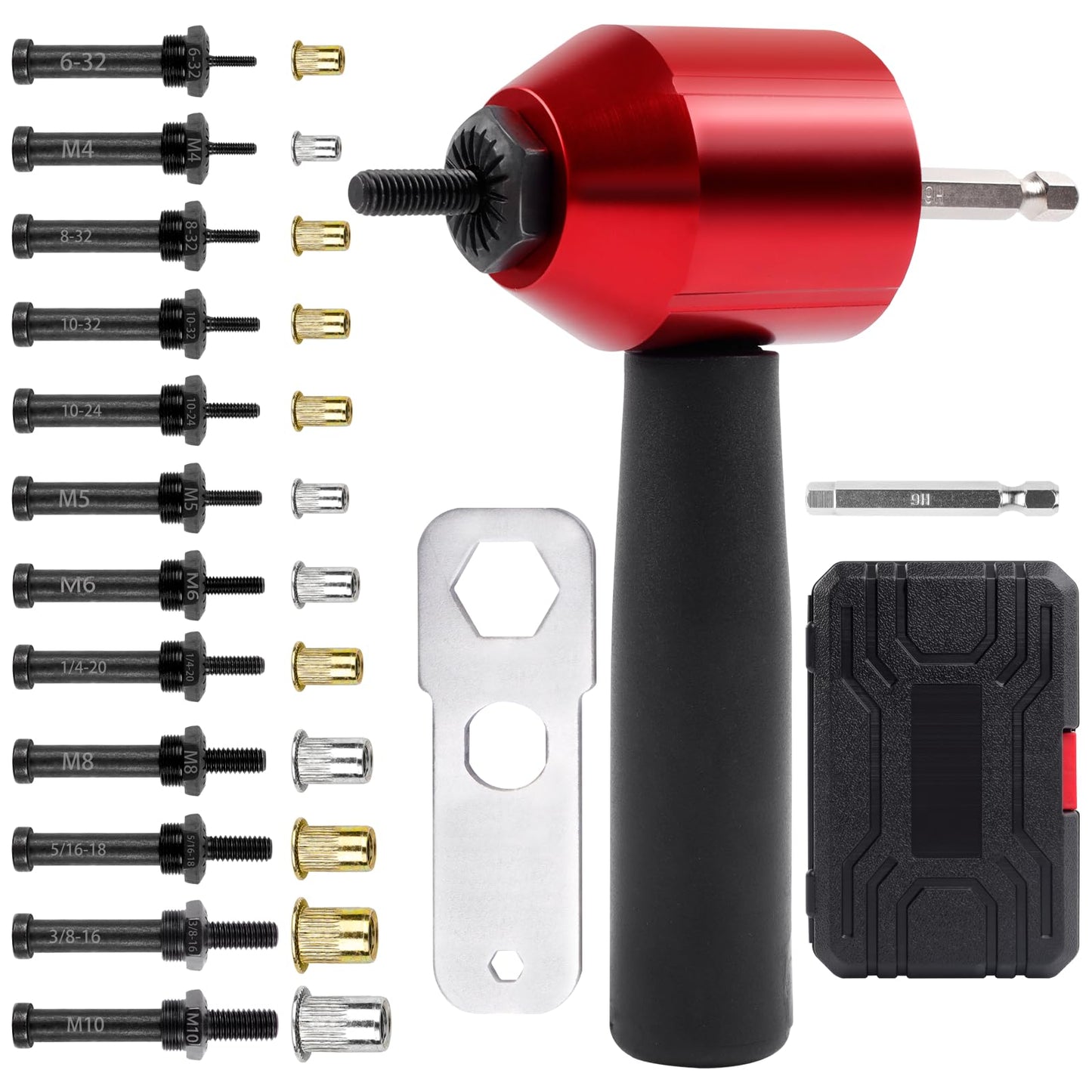 YUZES Rivet Nut Tool Adapter for Cordless Drill Electric- Newly Labor-Saving Rivet Gun Kit Professional Rivet Nut Tool kit with Carrying Case (Rivet Nut Tool-30-R1)