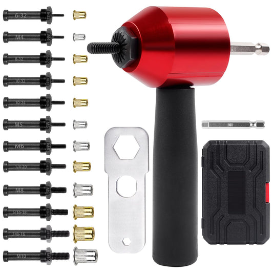 YUZES Rivet Nut Tool Adapter for Cordless Drill Electric- Newly Labor-Saving Rivet Gun Kit Professional Rivet Nut Tool kit with Carrying Case (Rivet Nut Tool-30-R1)